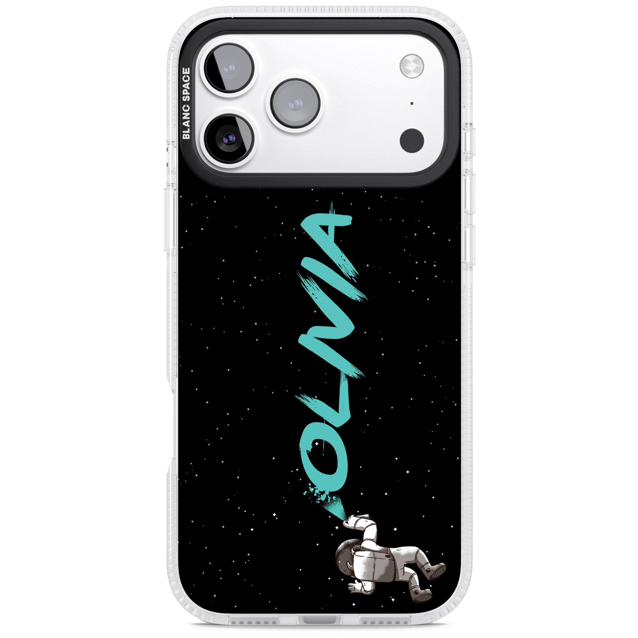 Personalised Astronaut Graffiti iPhone 17 Pro Impact Air Clear Phone Case