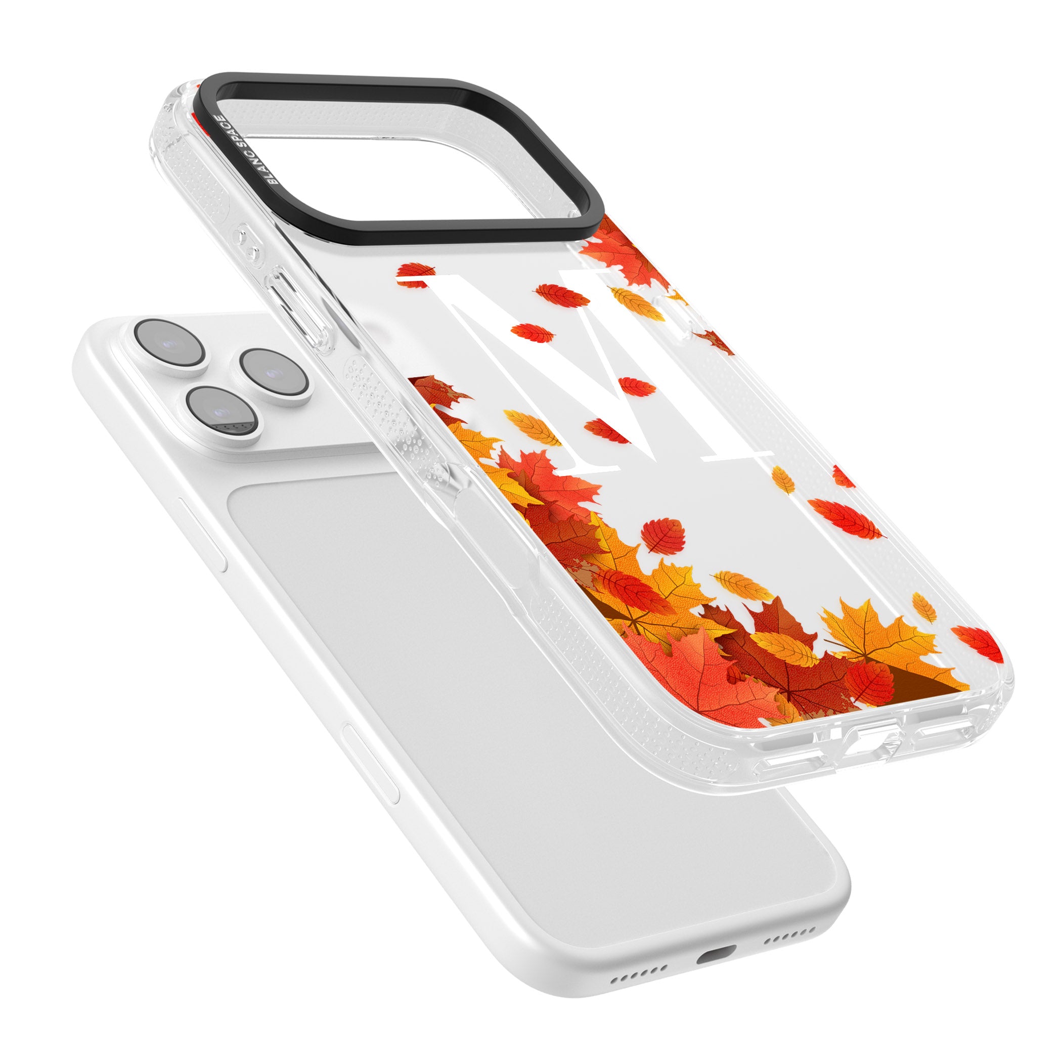 Personalised Autumn Leaves Monogram iPhone 17 Pro Impact Air Clear Phone Case Colours