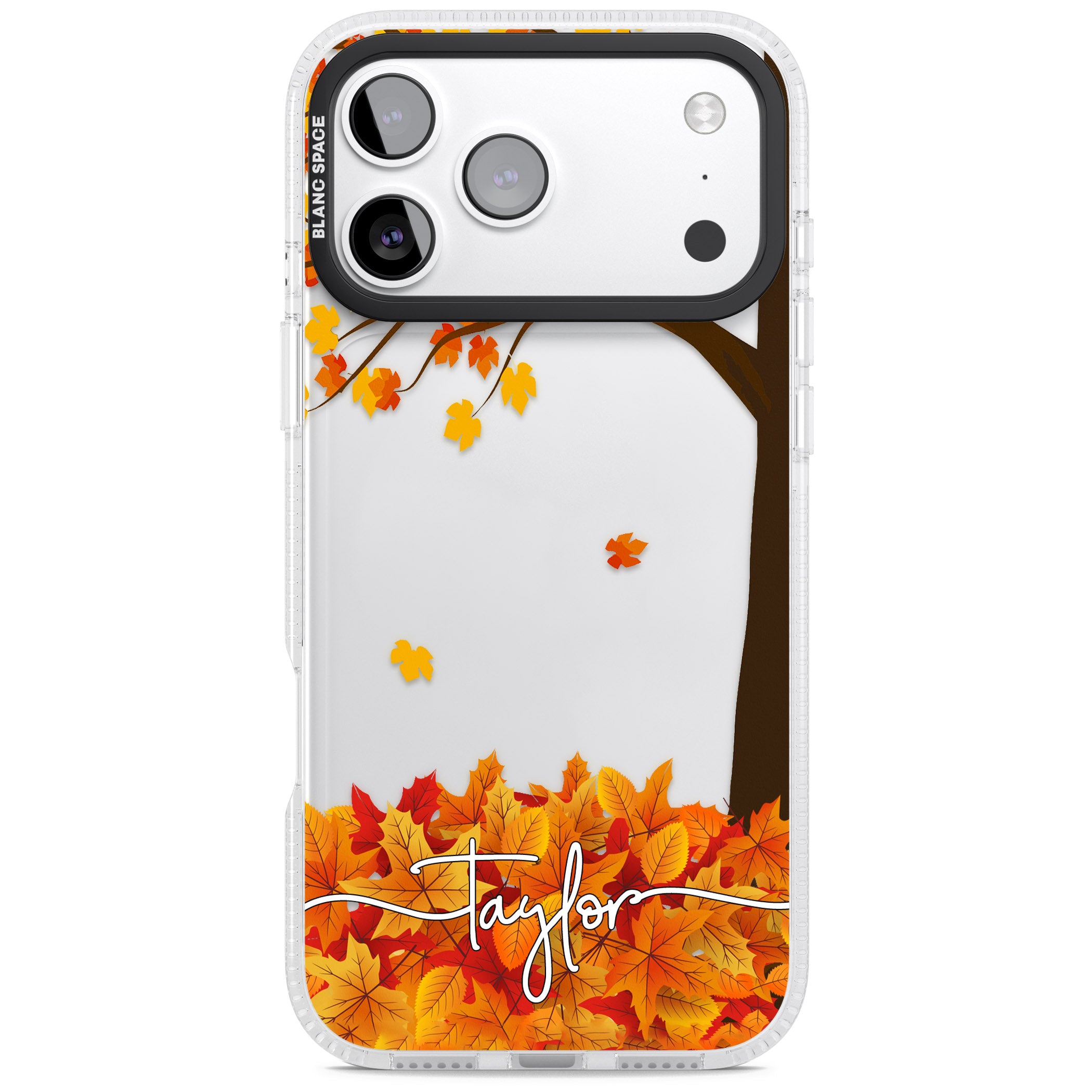 Personalised Autumn Leaves iPhone 17 Pro Impact Air Clear Phone Case
