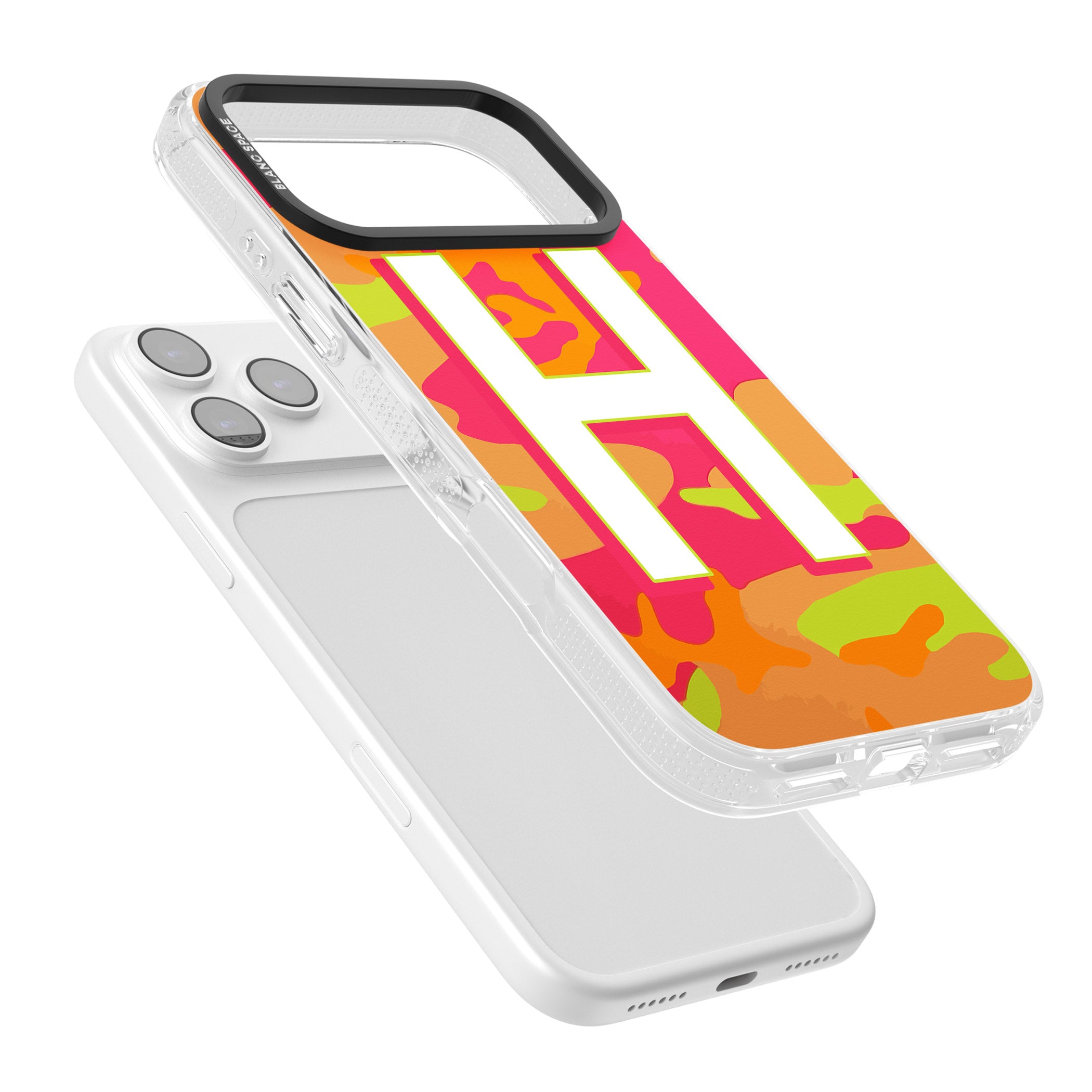 Personalised Neon Camo iPhone 17 Pro Impact Air Clear Phone Case Colours