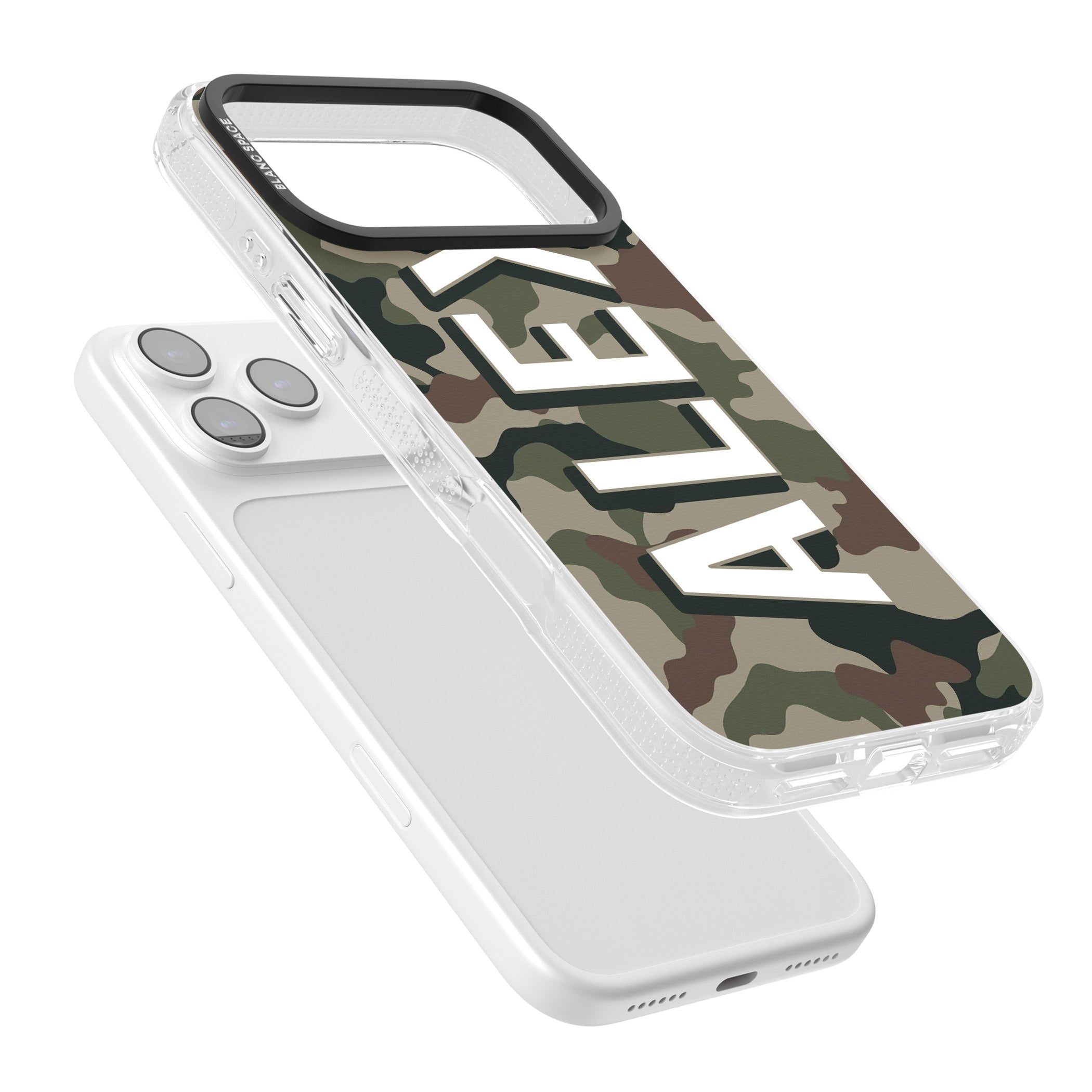 Personalised Classic Green Camo iPhone 17 Pro Impact Air Clear Phone Case Colours