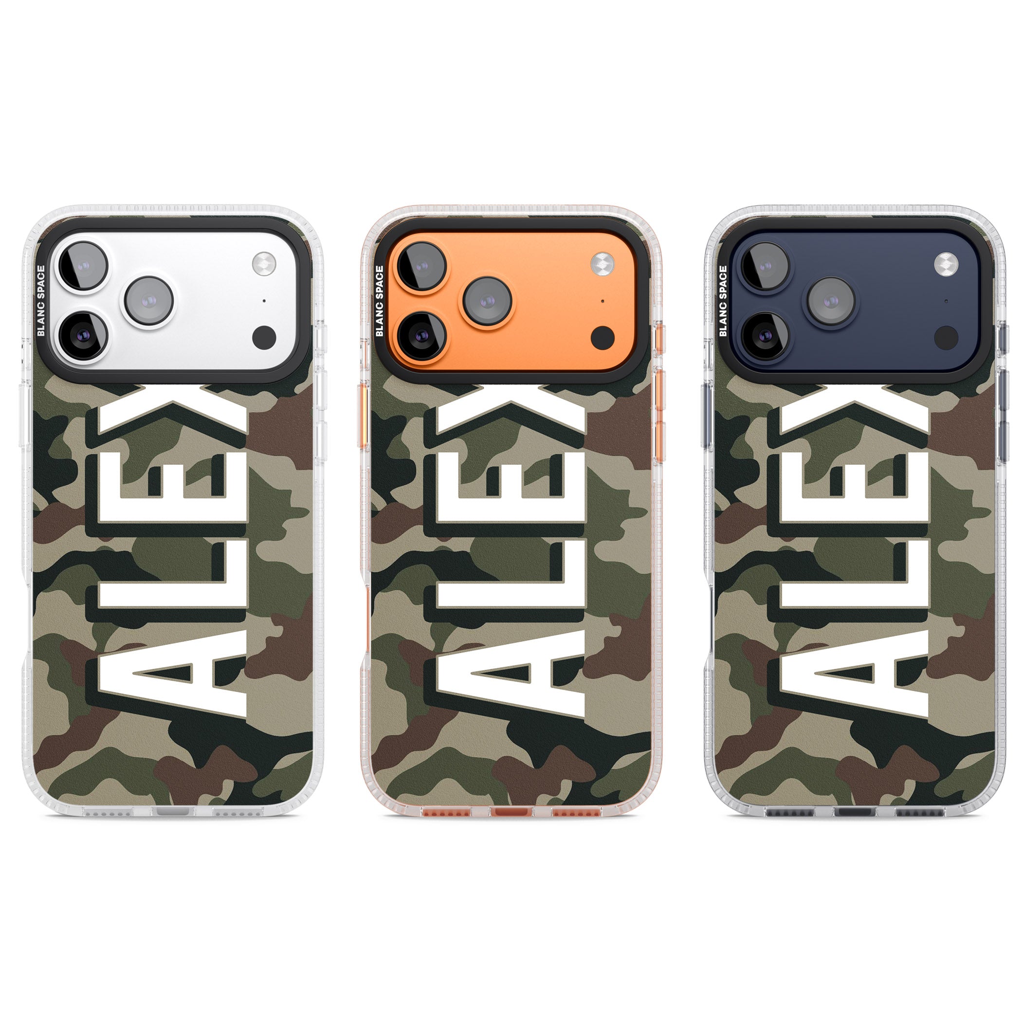 Personalised Classic Green Camo iPhone 17 Pro Impact Air Clear Phone Case APT Impact Protection