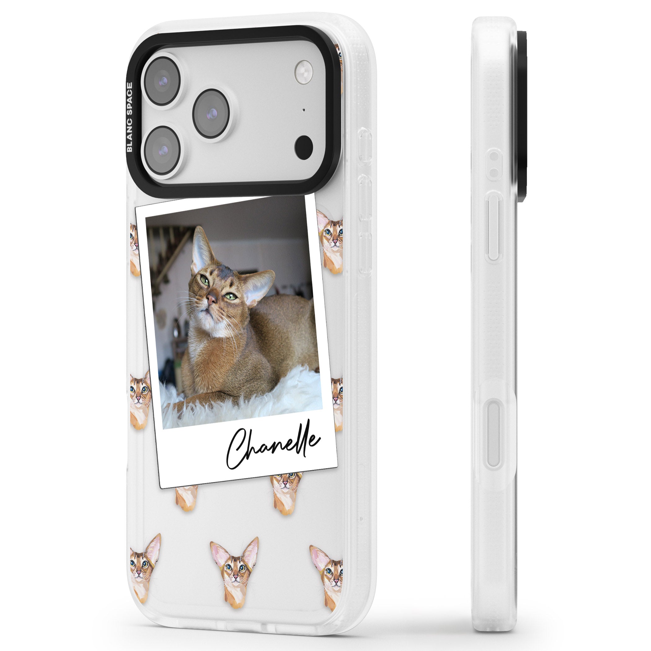 Personalised Abyssinian Cat Photo iPhone 17 Pro Impact Air Clear Phone Case Side Profile