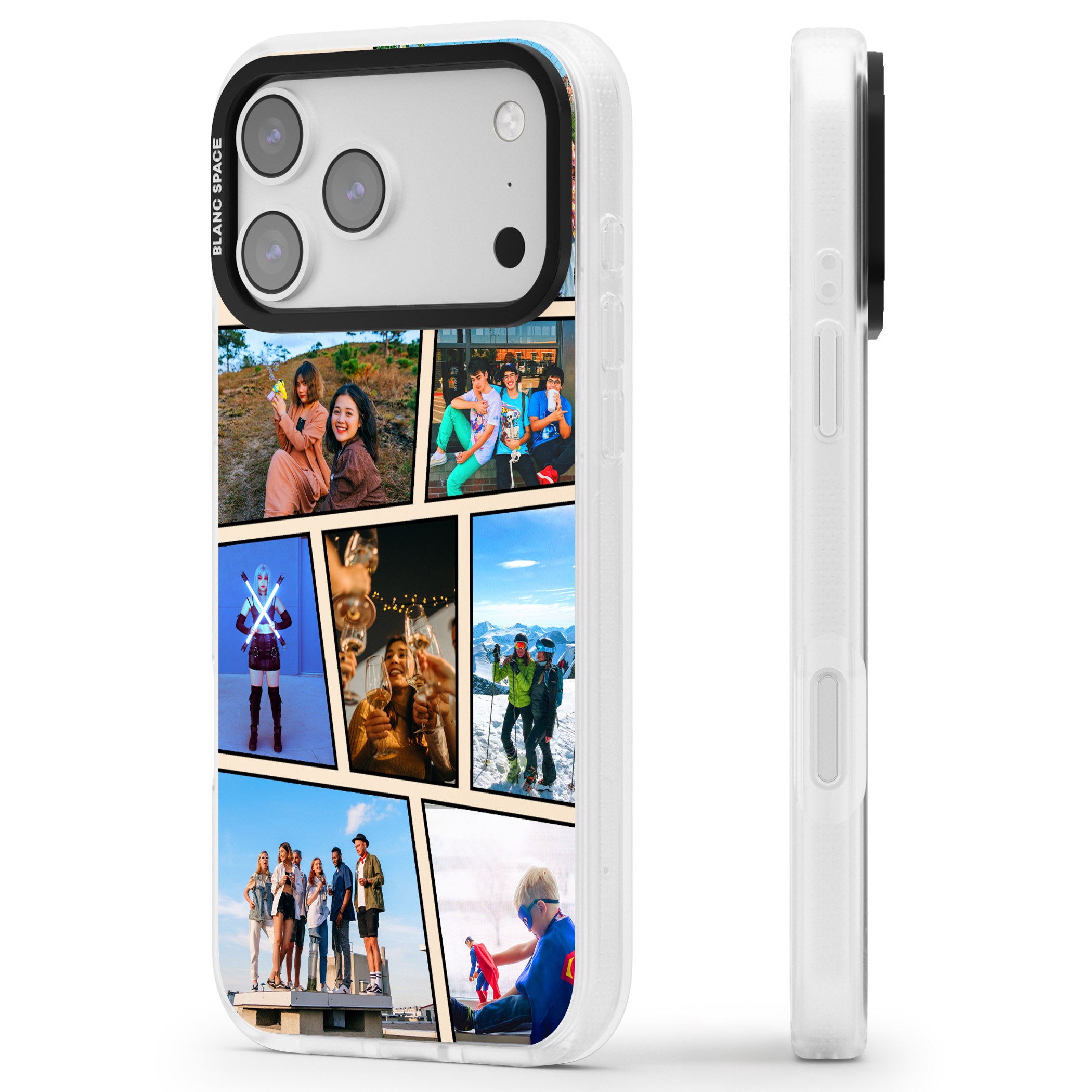 Personalised Comic Strip Photo iPhone 17 Pro Impact Air Clear Phone Case Side Profile