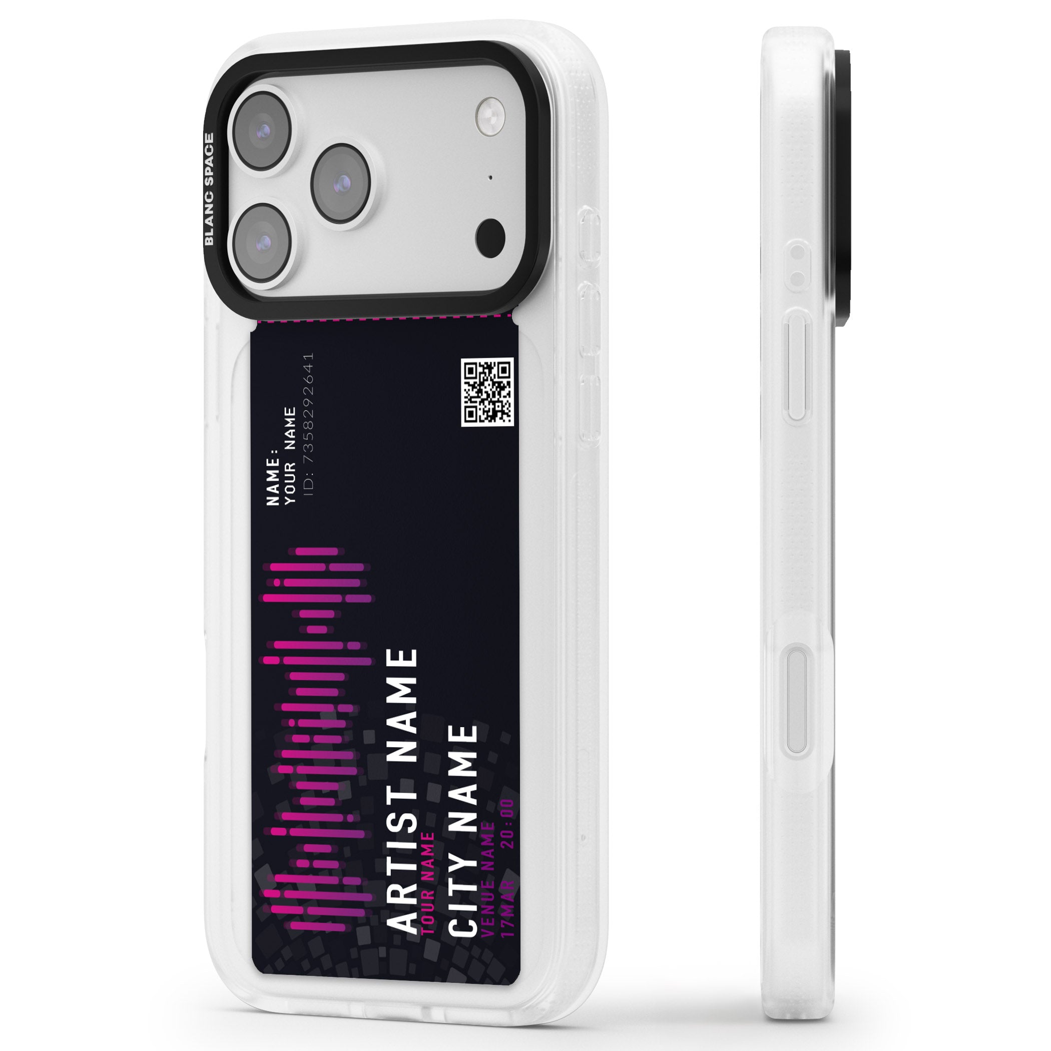 Personalised Concert Ticket iPhone 17 Pro Impact Air Clear Phone Case Side Profile