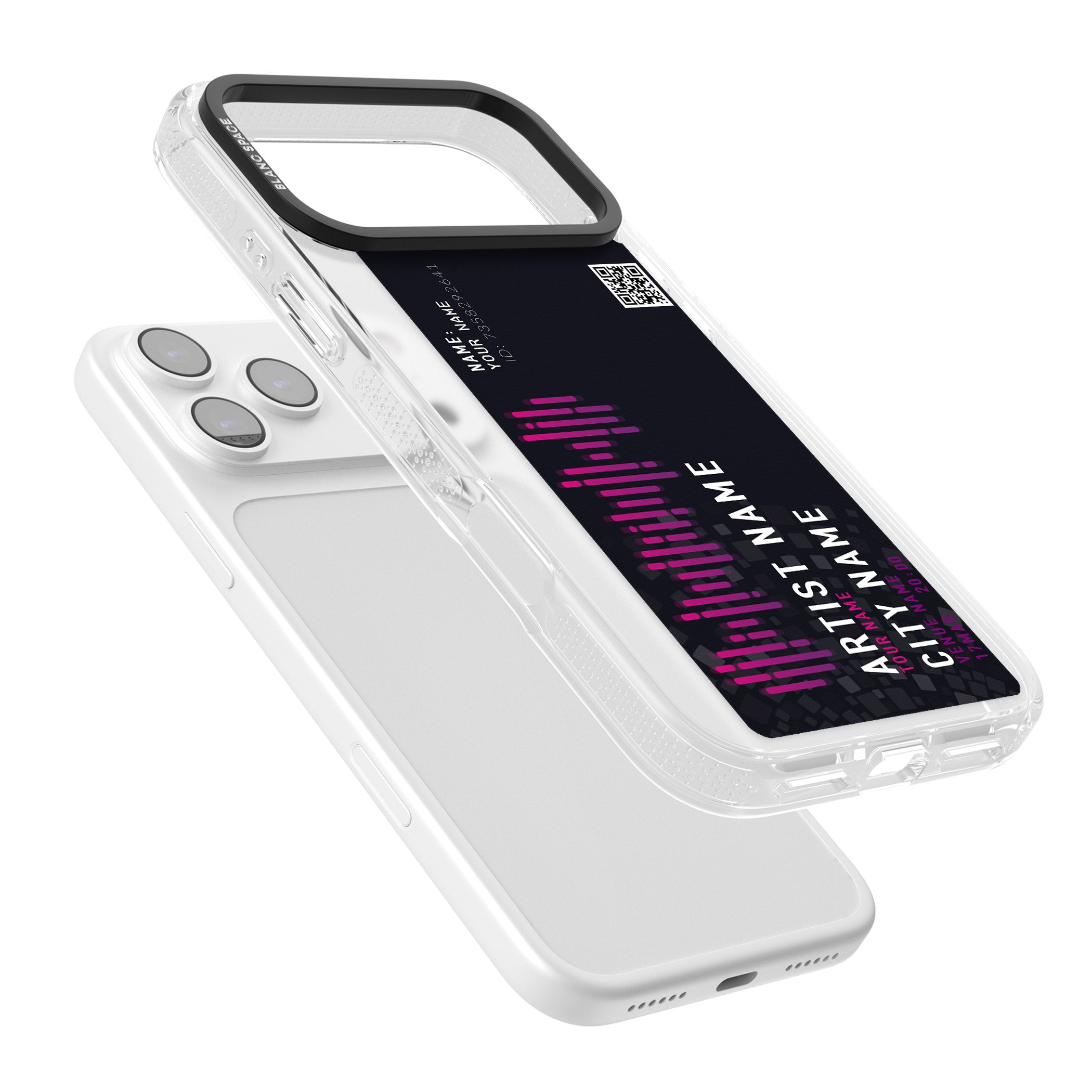 Personalised Concert Ticket iPhone 17 Pro Impact Air Clear Phone Case Colours