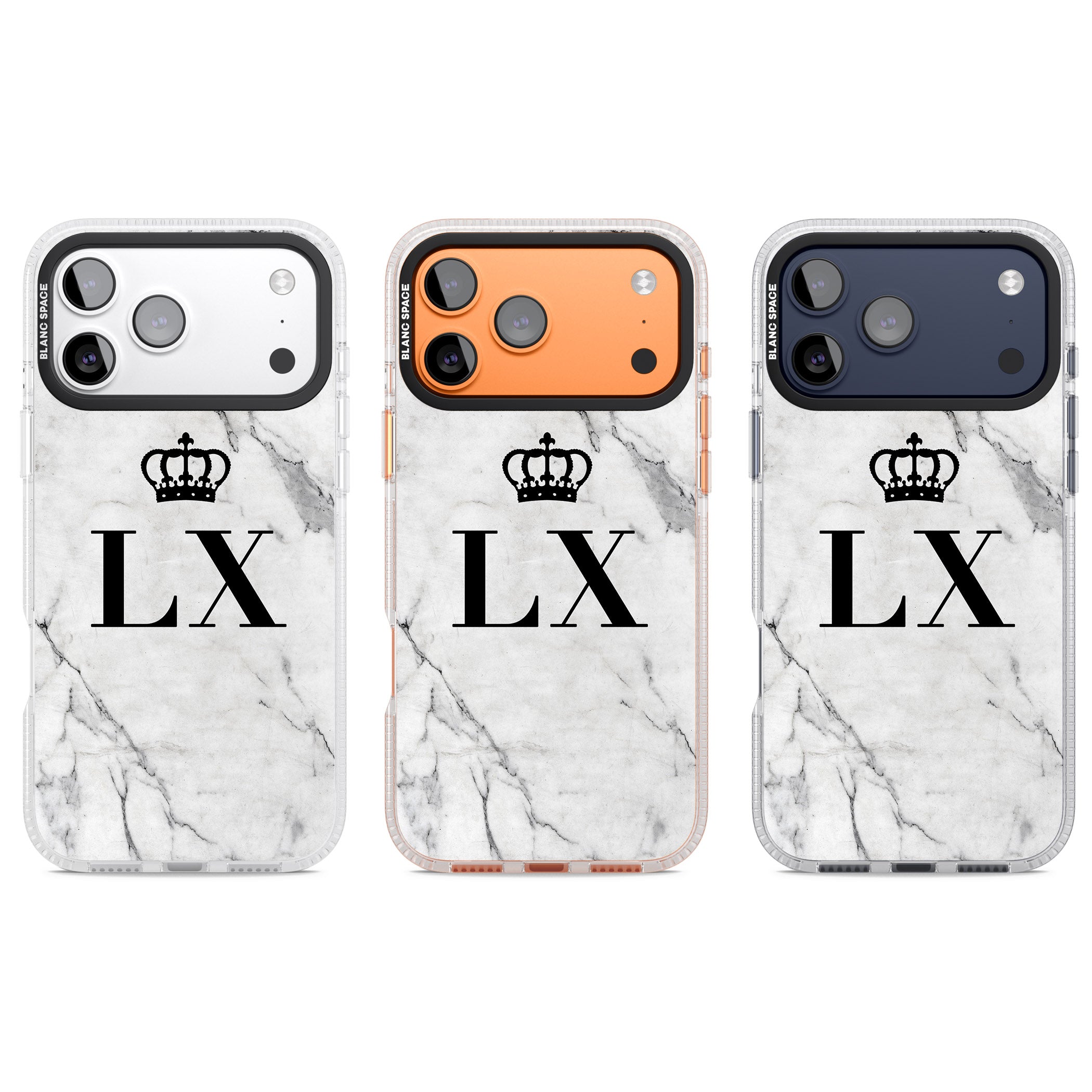 Personalised Initial Crown Marble iPhone 17 Pro Impact Air Clear Phone Case APT Impact Protection