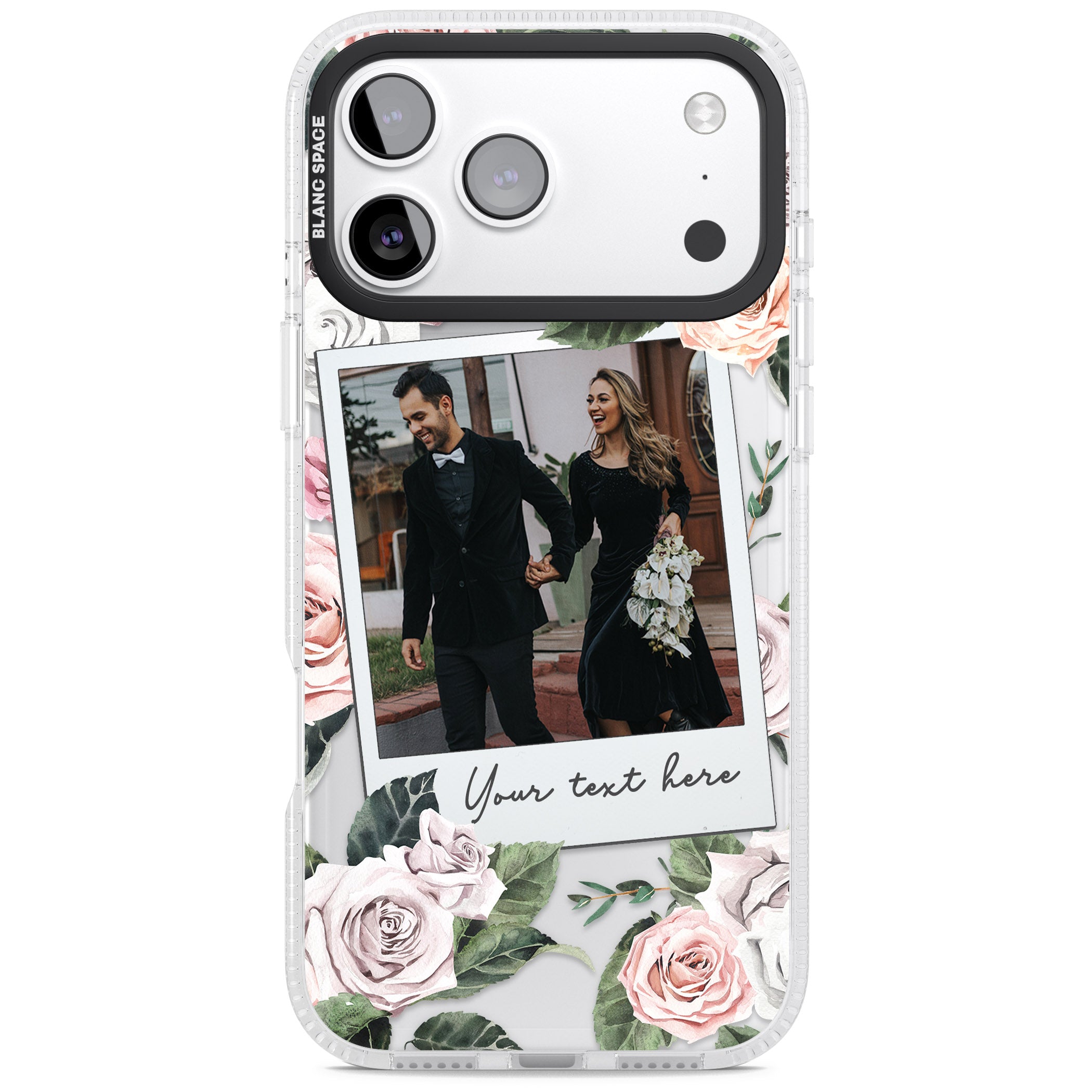 Personalised Floral Instant Camera Photo iPhone 17 Pro Impact Air Clear Phone Case