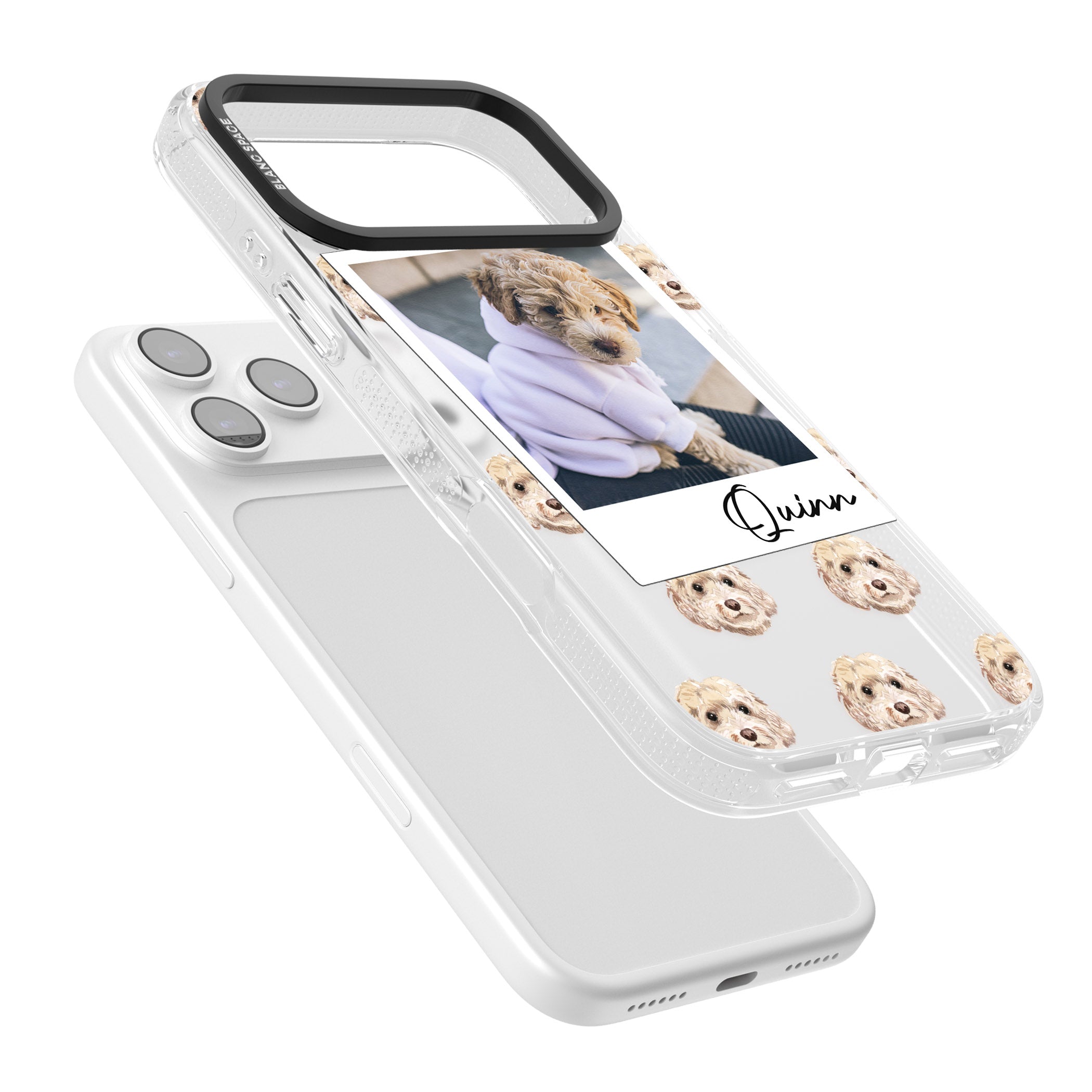 Personalised Cream Cockapoo Instant Camera Photo iPhone 17 Pro Impact Air Clear Phone Case Colours