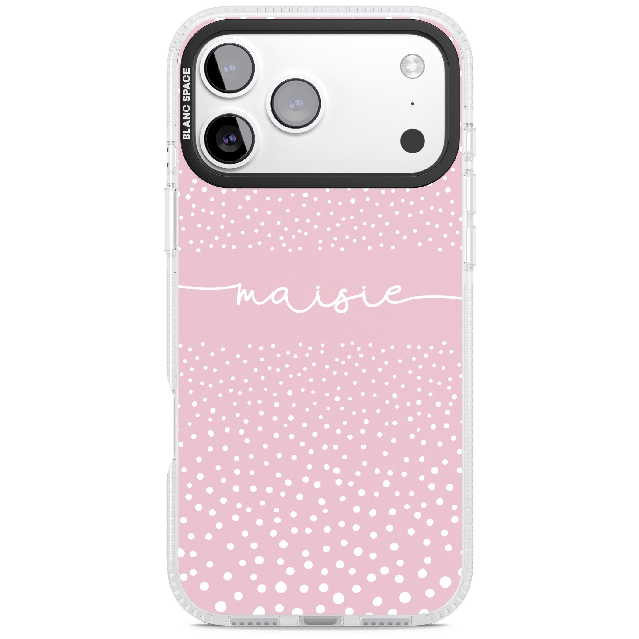 Personalised Pink Dots iPhone 17 Pro Impact Air Clear Phone Case