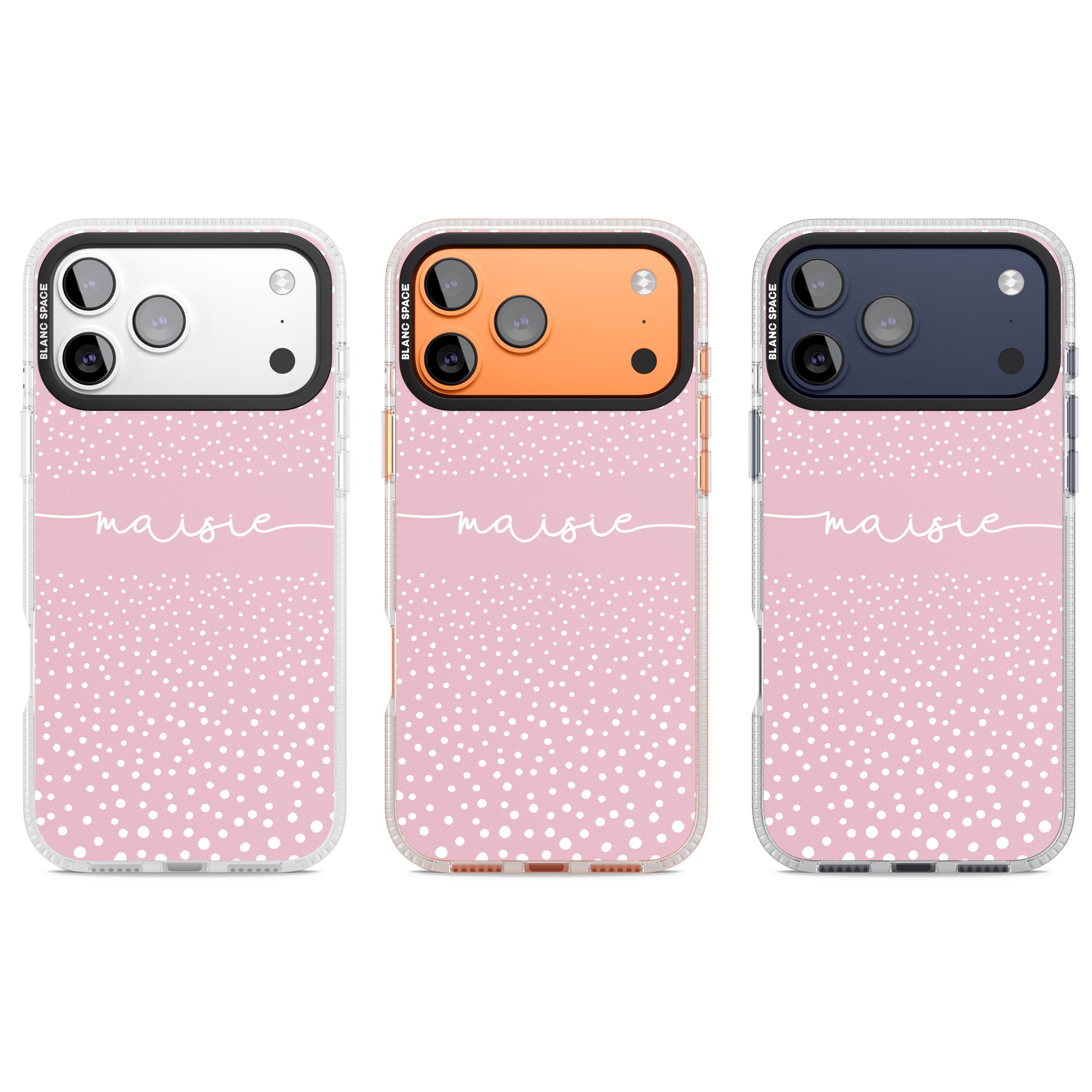 Personalised Pink Dots iPhone 17 Pro Impact Air Clear Phone Case APT Impact Protection