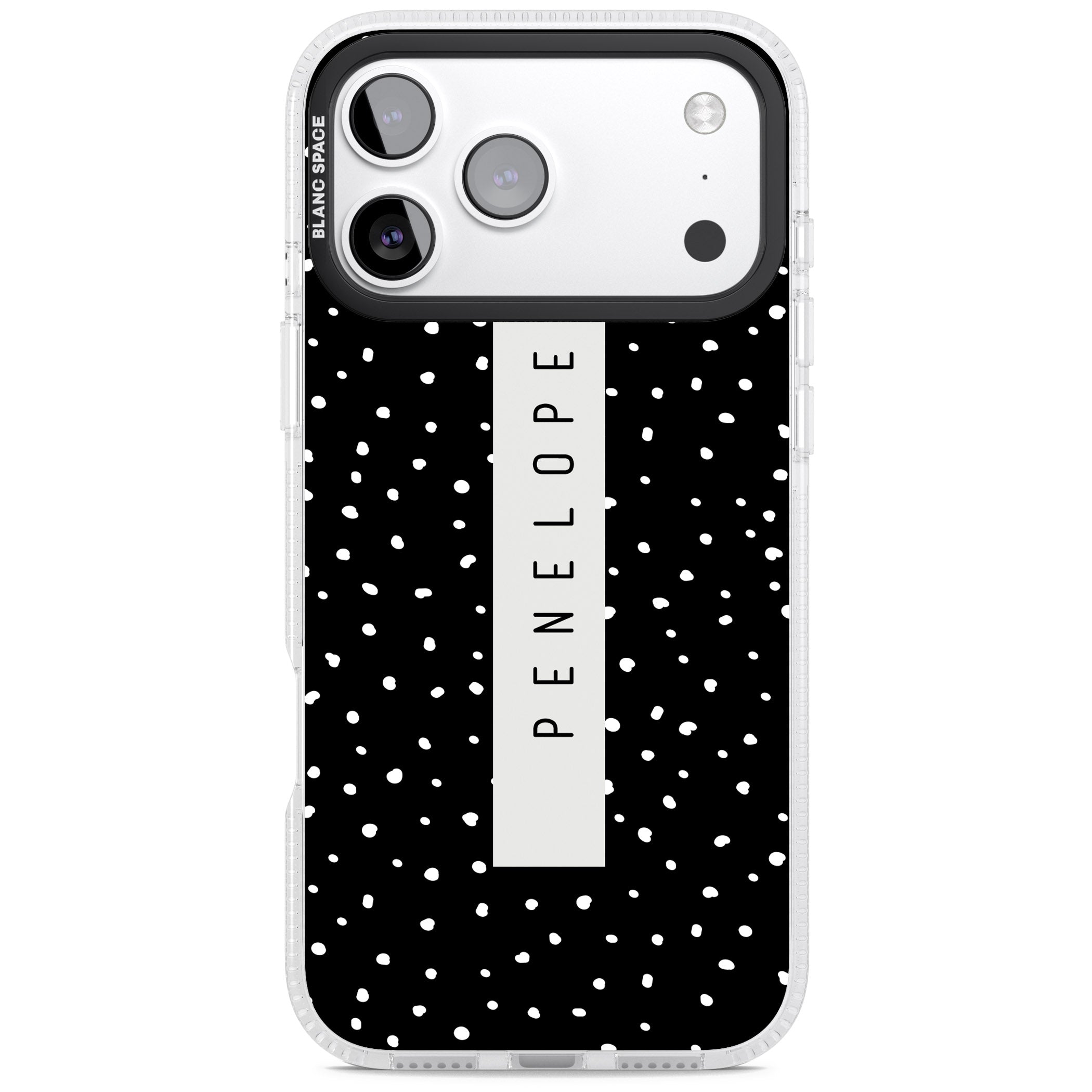 Personalised Black Dots iPhone 17 Pro Impact Air Clear Phone Case