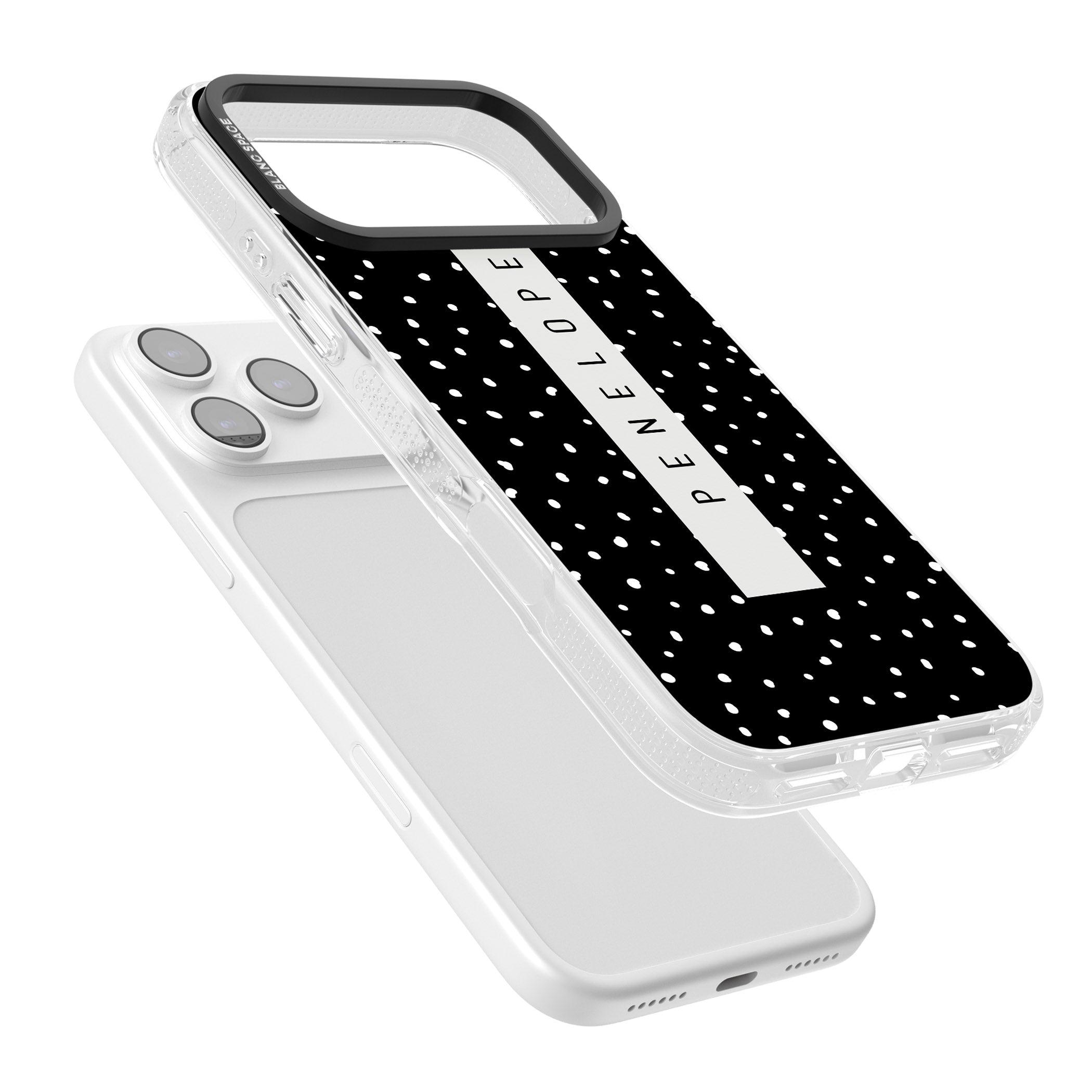 Personalised Black Dots iPhone 17 Pro Impact Air Clear Phone Case Colours