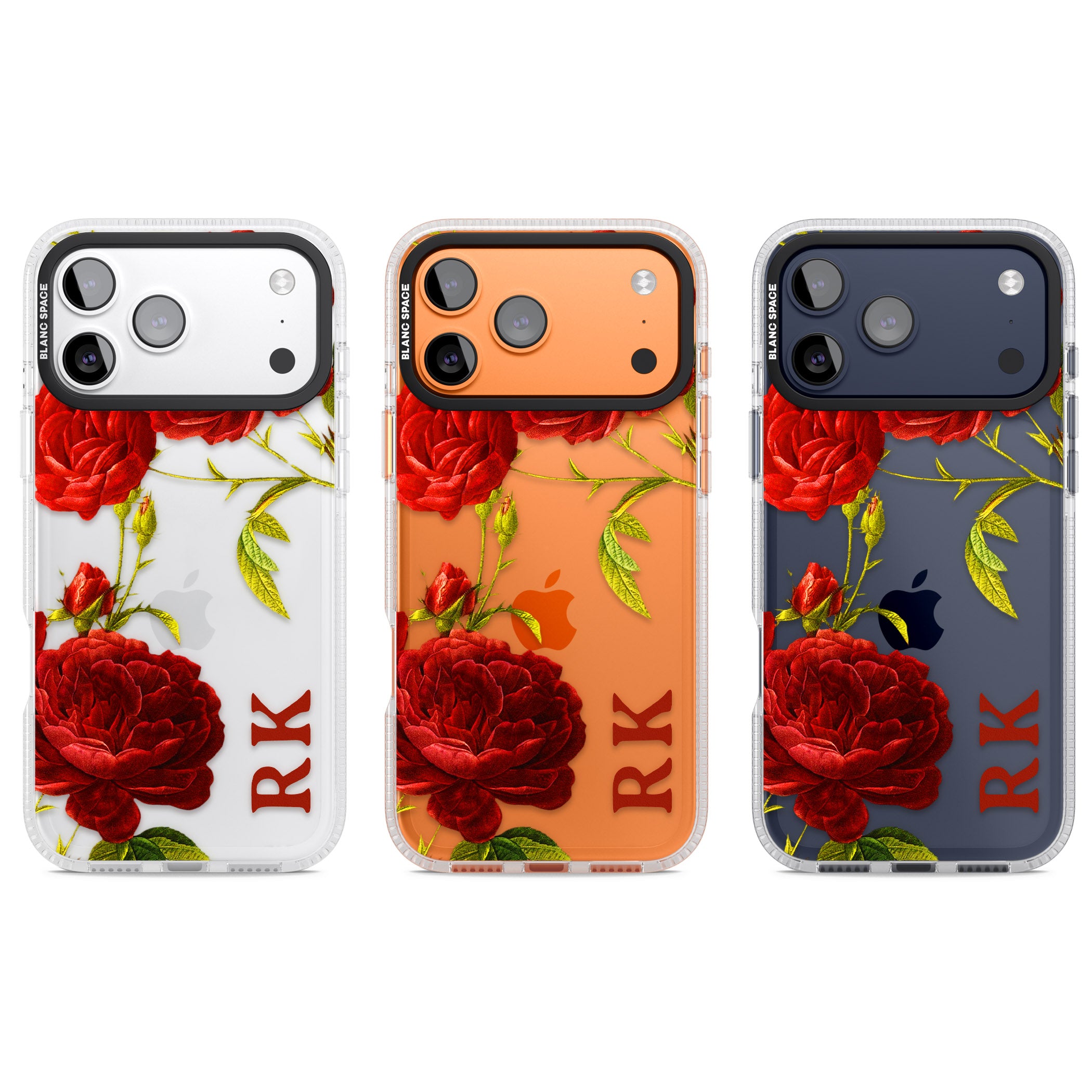 Personalised Vintage Floral Red Roses iPhone 17 Pro Impact Air Clear Phone Case APT Impact Protection
