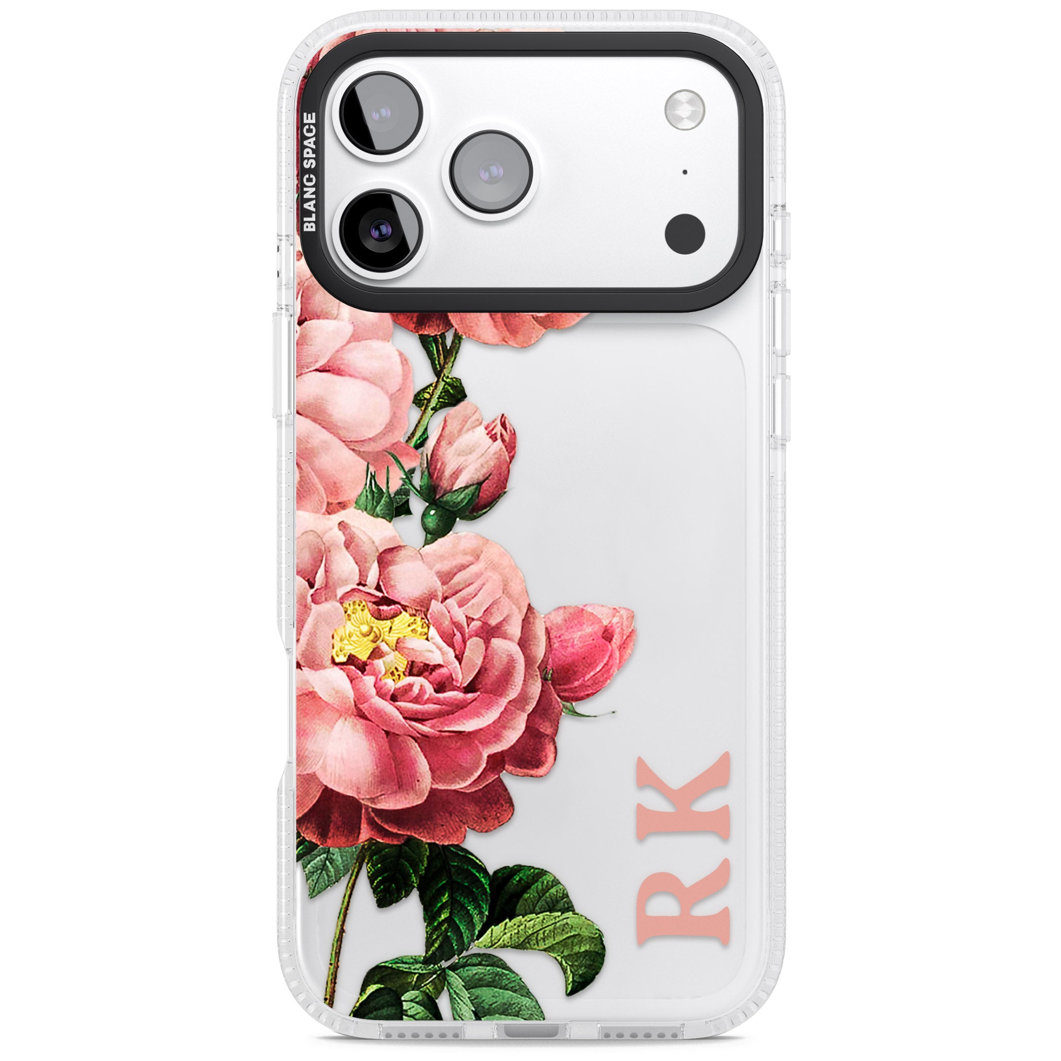 Personalised Vintage Floral Peonies iPhone 17 Pro Impact Air Clear Phone Case