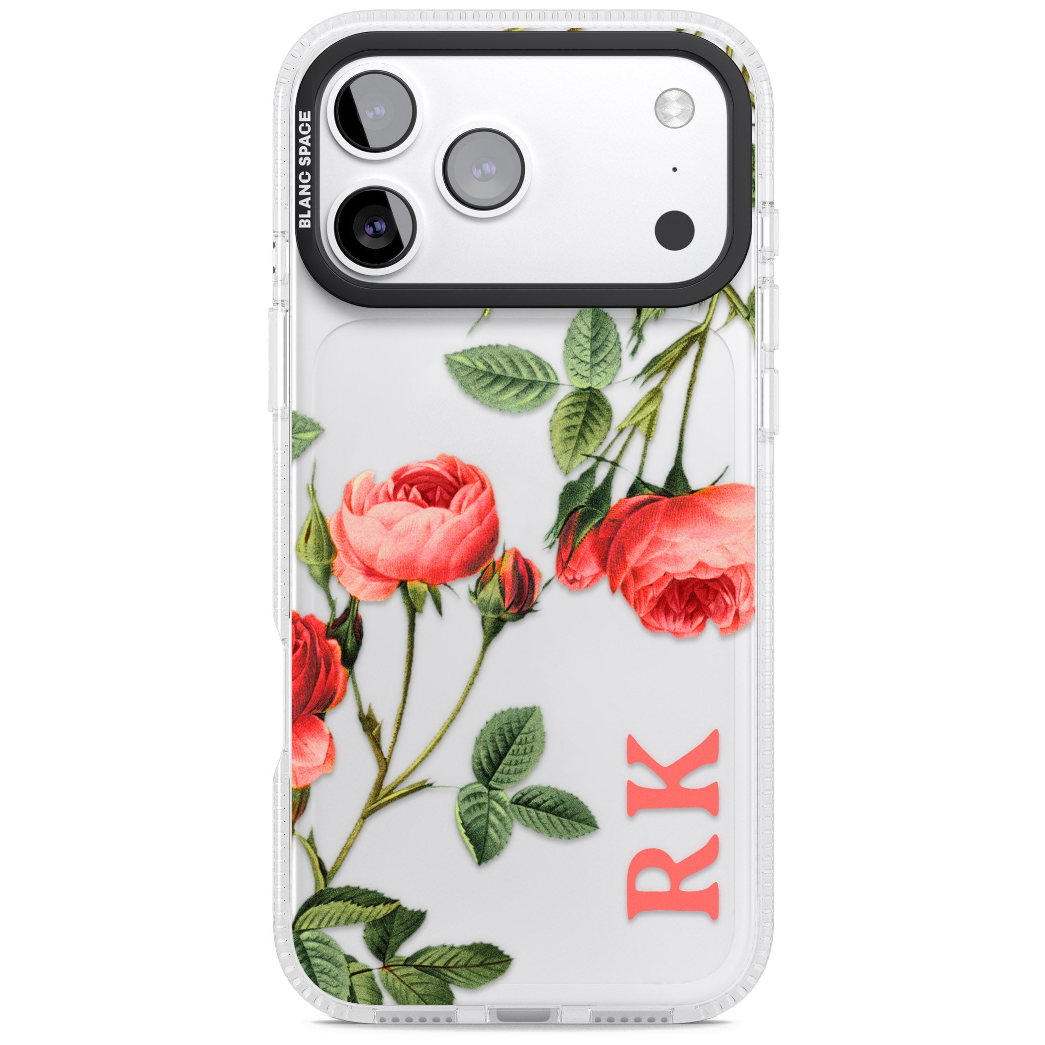 Personalised Vintage Floral Rose iPhone 17 Pro Impact Air Clear Phone Case