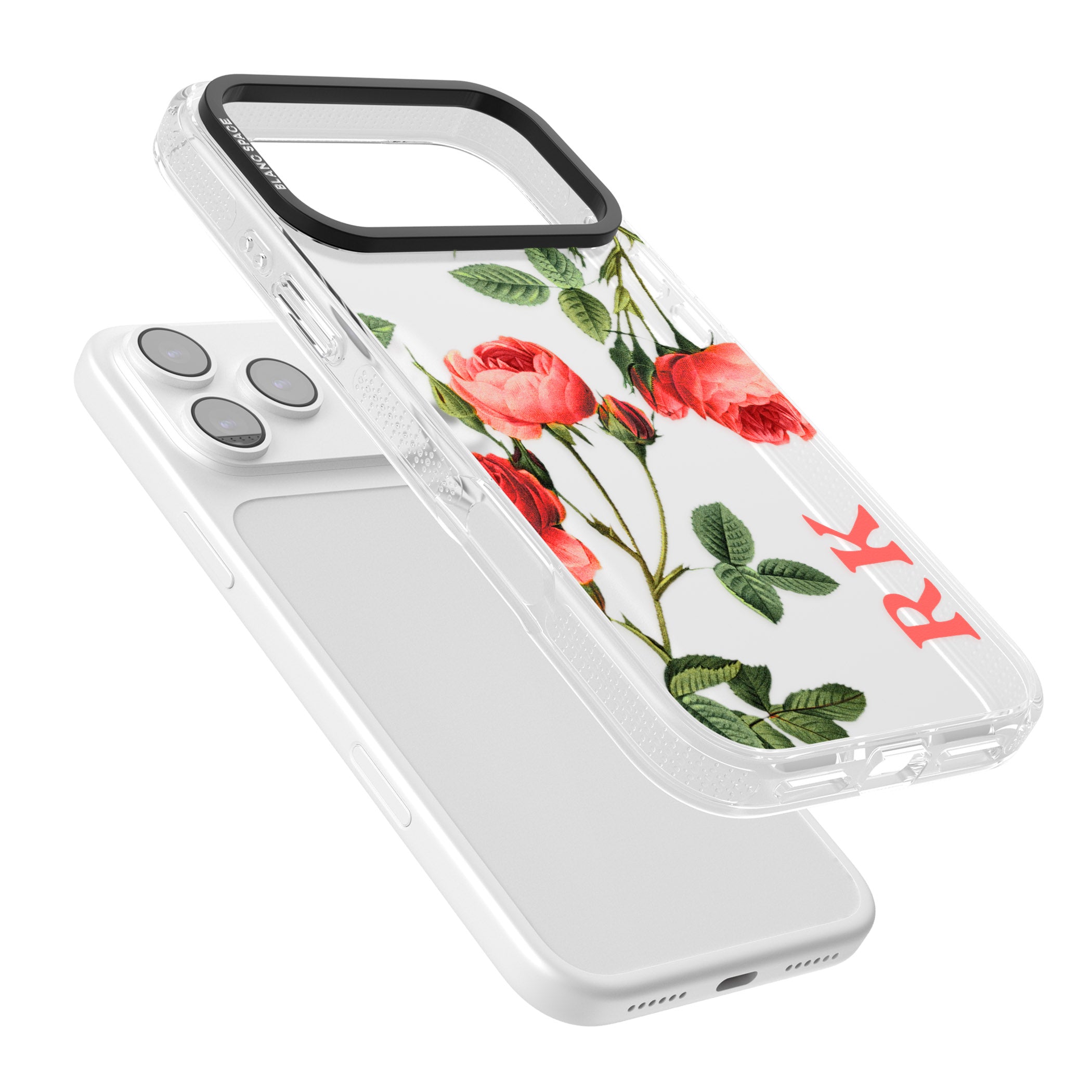 Personalised Vintage Floral Rose iPhone 17 Pro Impact Air Clear Phone Case Colours