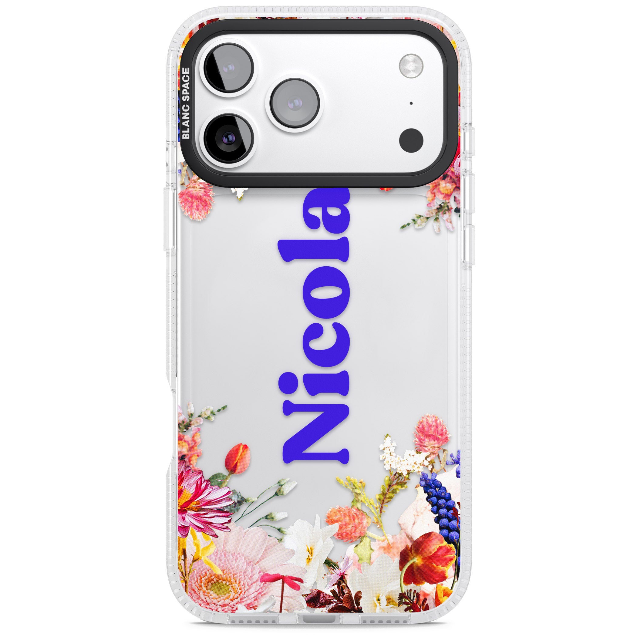 Personalised Floral Name iPhone 17 Pro Impact Air Clear Phone Case