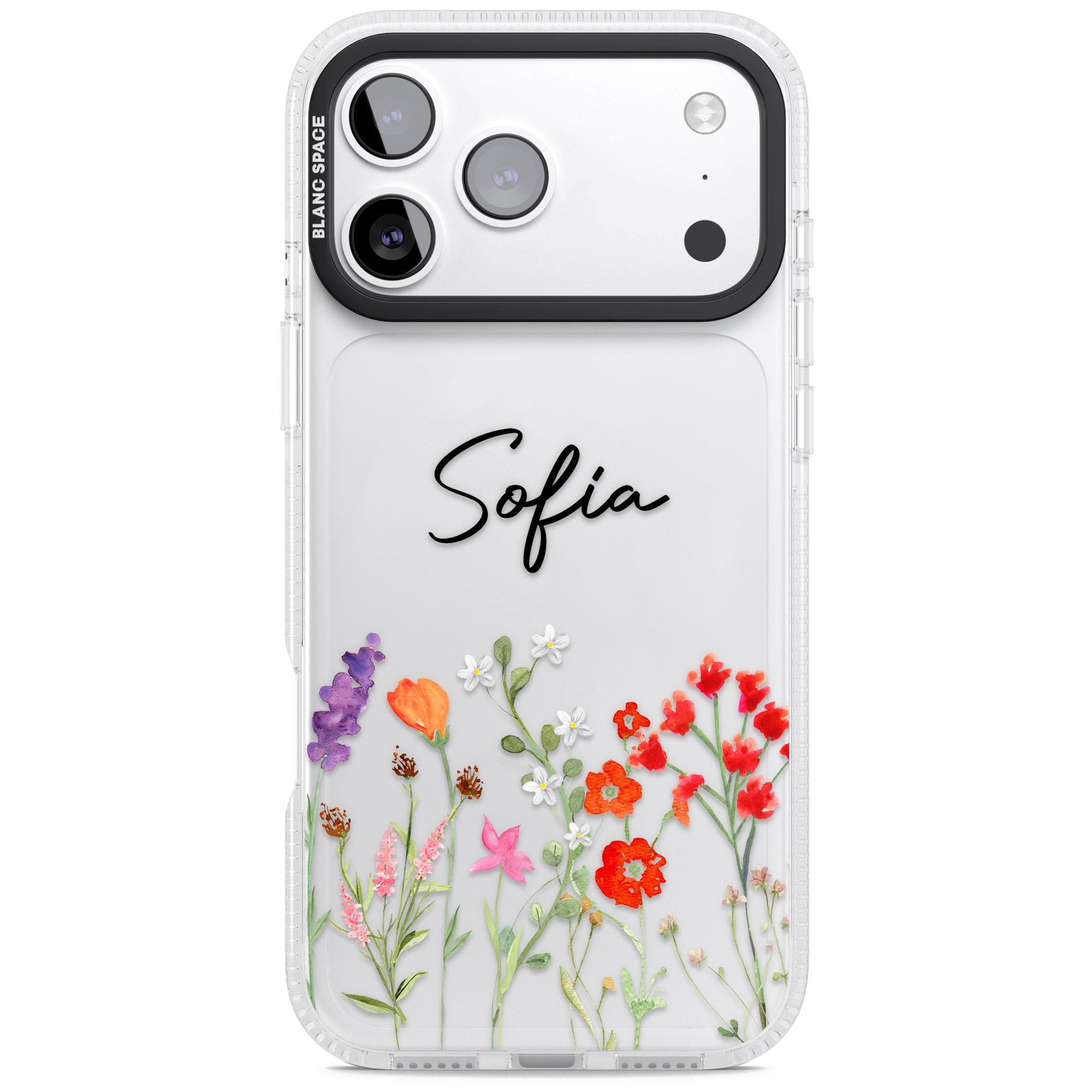 Personalised Spring Wildflowers iPhone 17 Pro Impact Air Clear Phone Case