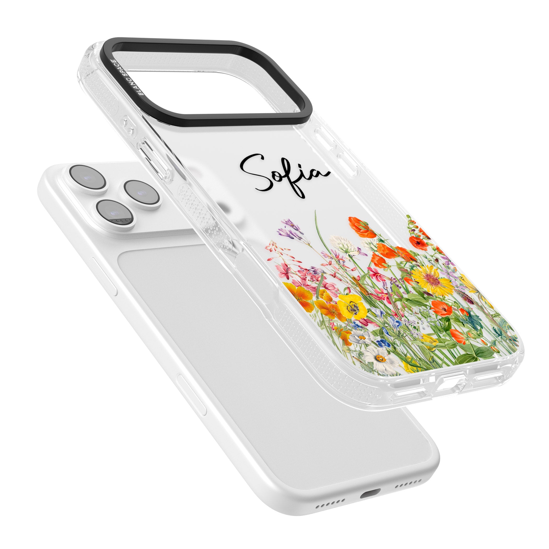Personalised Summer Wildflowers iPhone 17 Pro Impact Air Clear Phone Case Colours