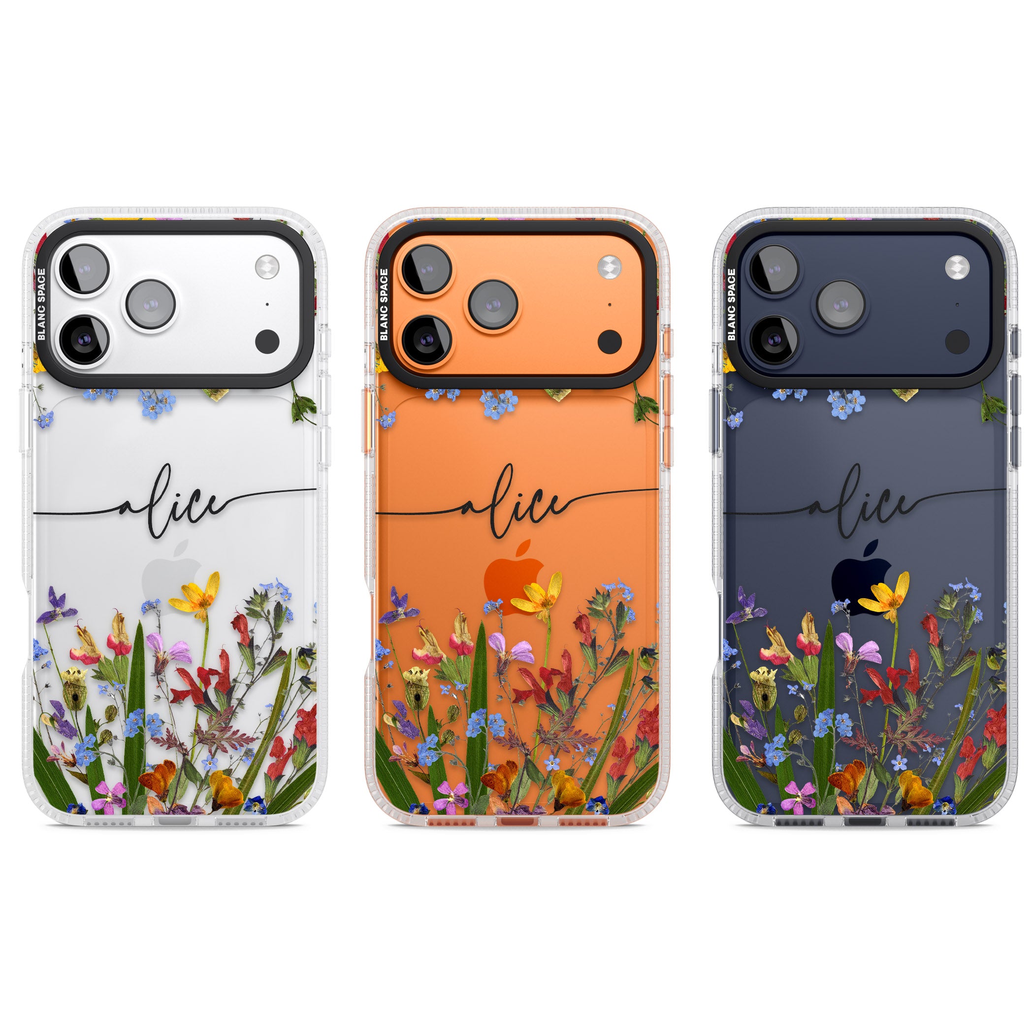 Personalised Wildflower Floral iPhone 17 Pro Impact Air Clear Phone Case APT Impact Protection