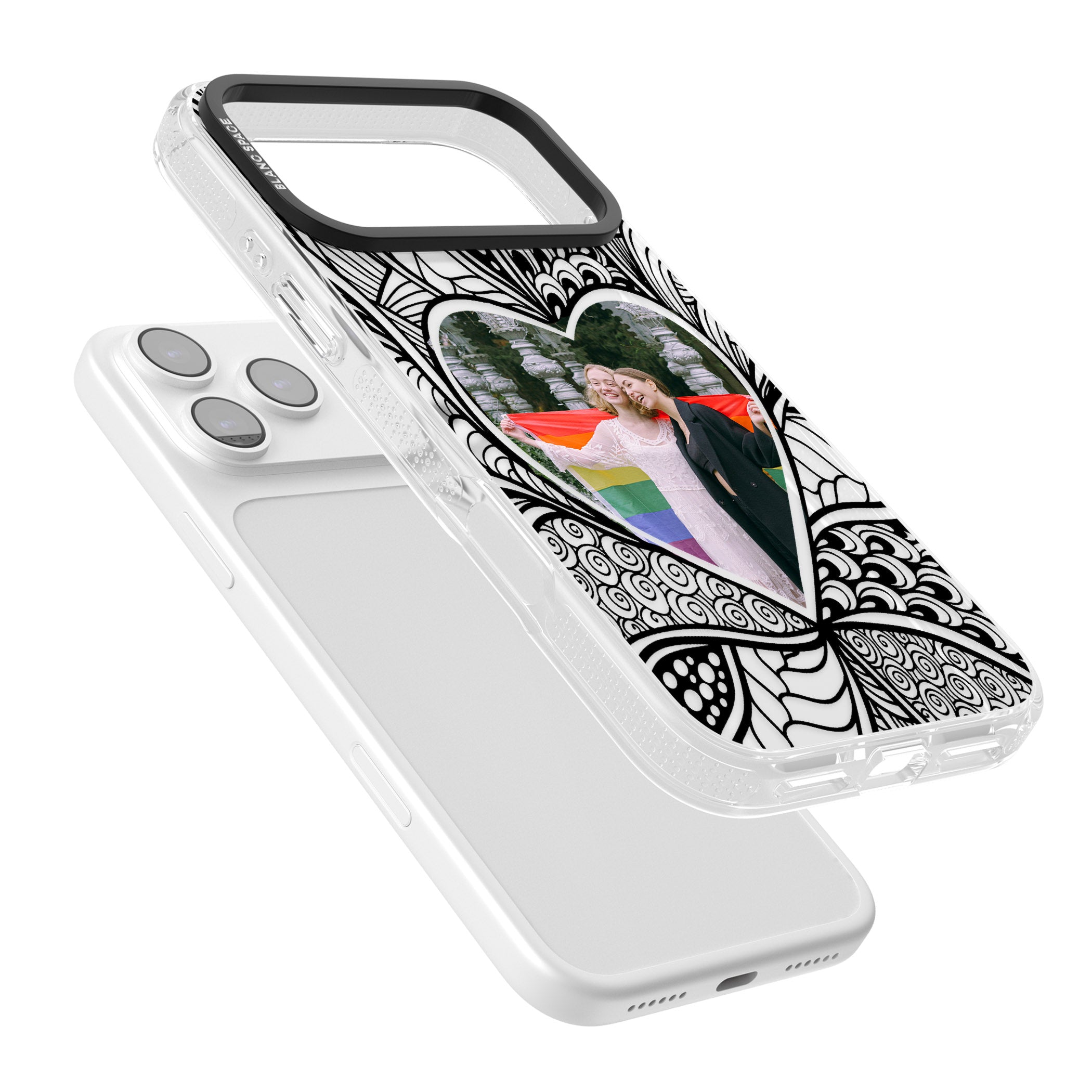 Personalised Henna Heart Photo Case iPhone 17 Pro Impact Air Clear Phone Case Colours