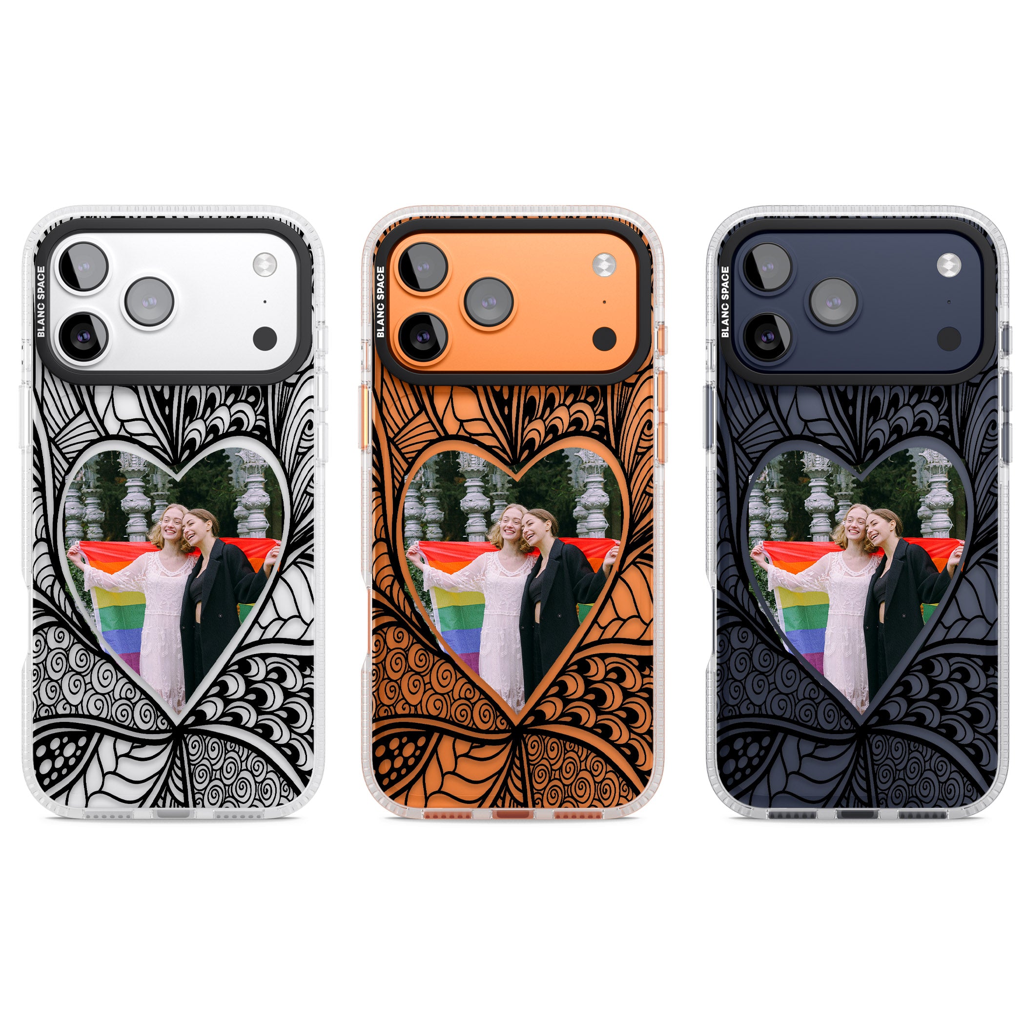 Personalised Henna Heart Photo Case iPhone 17 Pro Impact Air Clear Phone Case APT Impact Protection