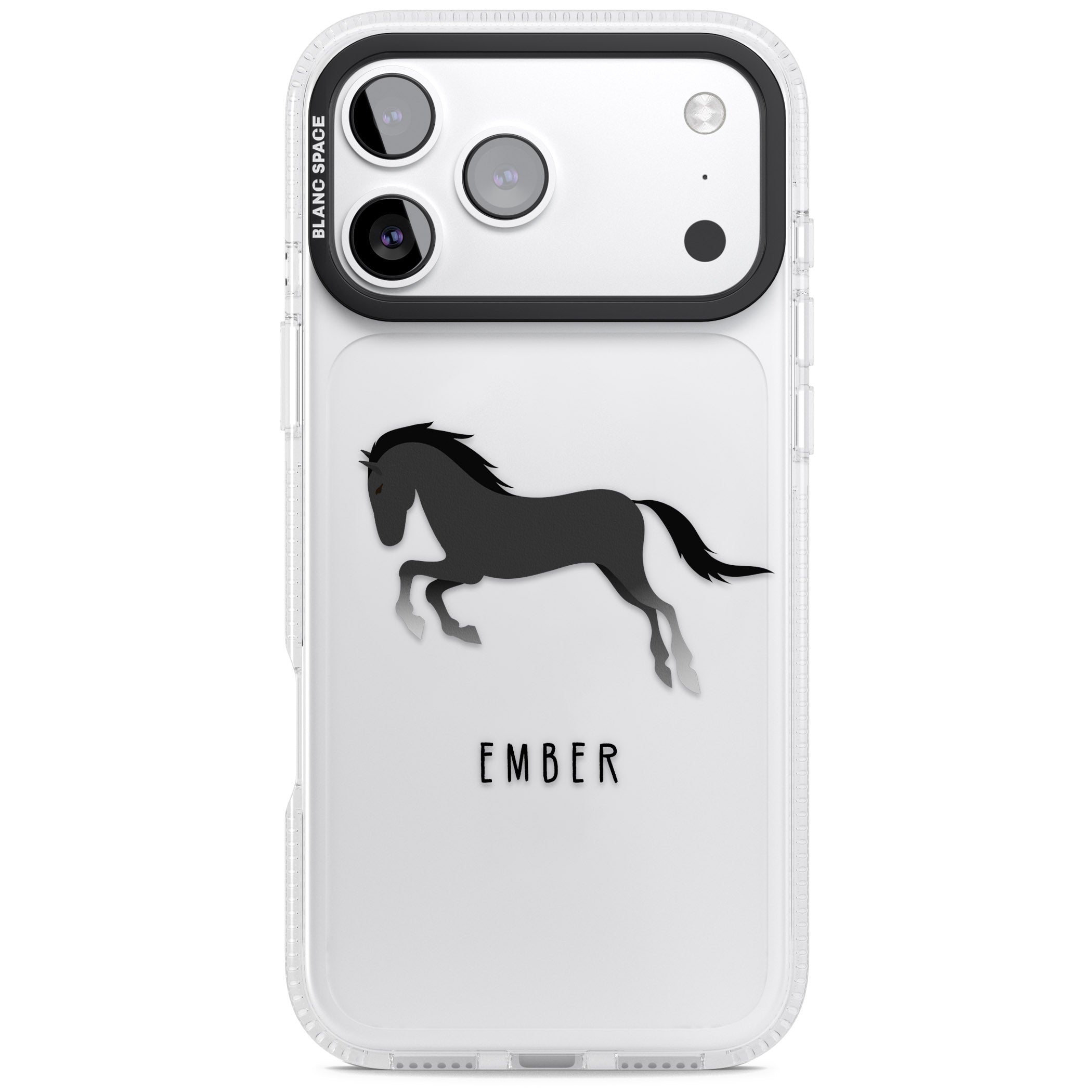 Personalised Black Horse iPhone 17 Pro Impact Air Clear Phone Case