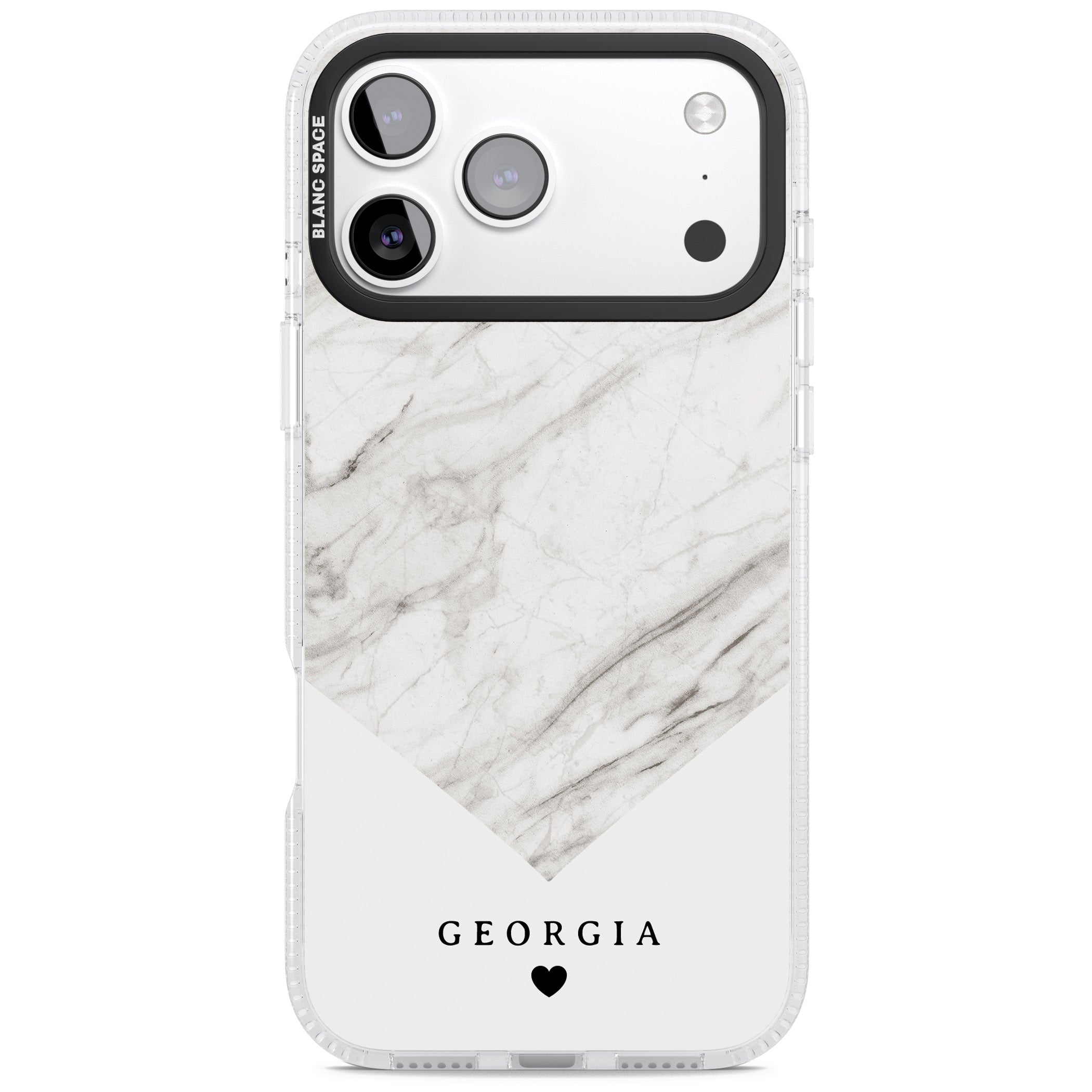 Personalised White Marble iPhone 17 Pro Max Impact Air Clear Phone Case
