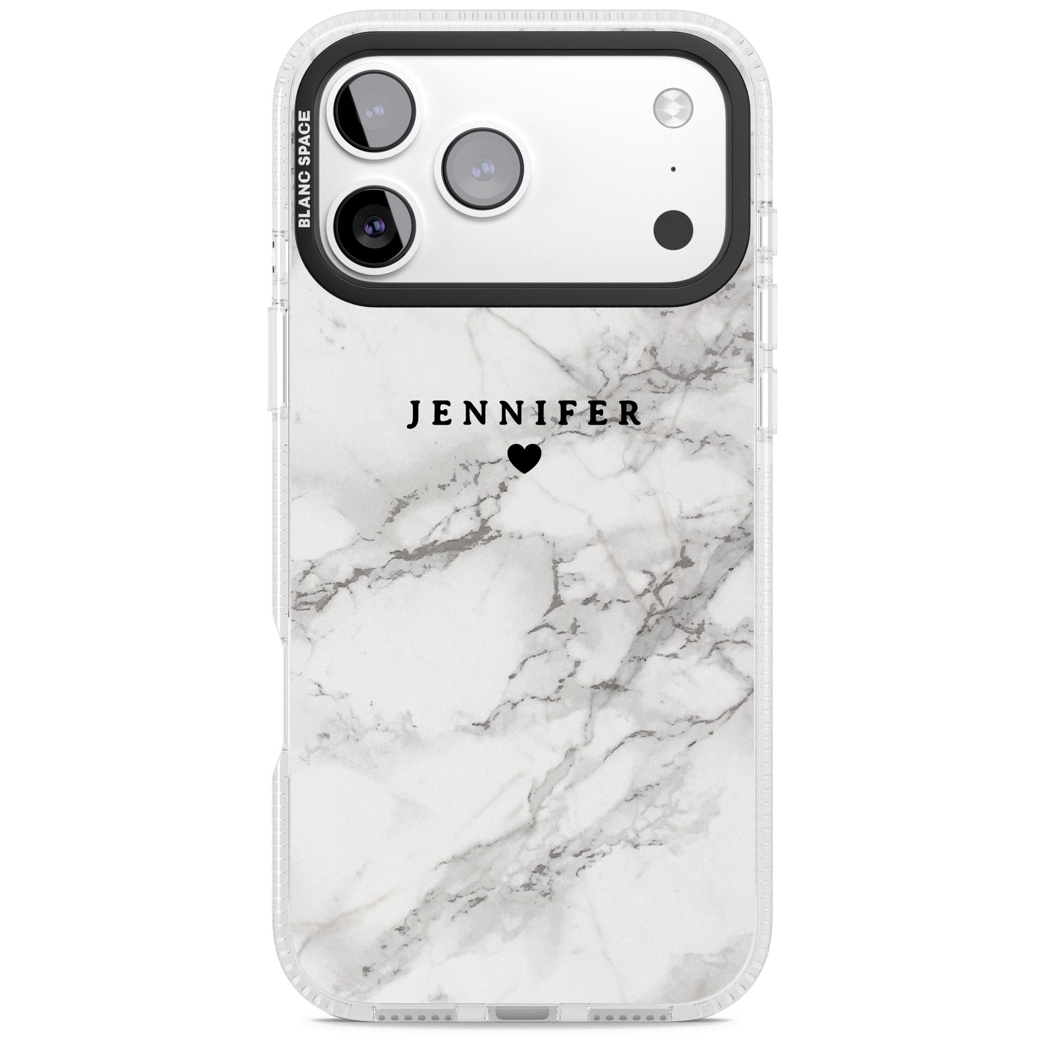 Personalised Classic Grey Marble iPhone 17 Pro Impact Air Clear Phone Case