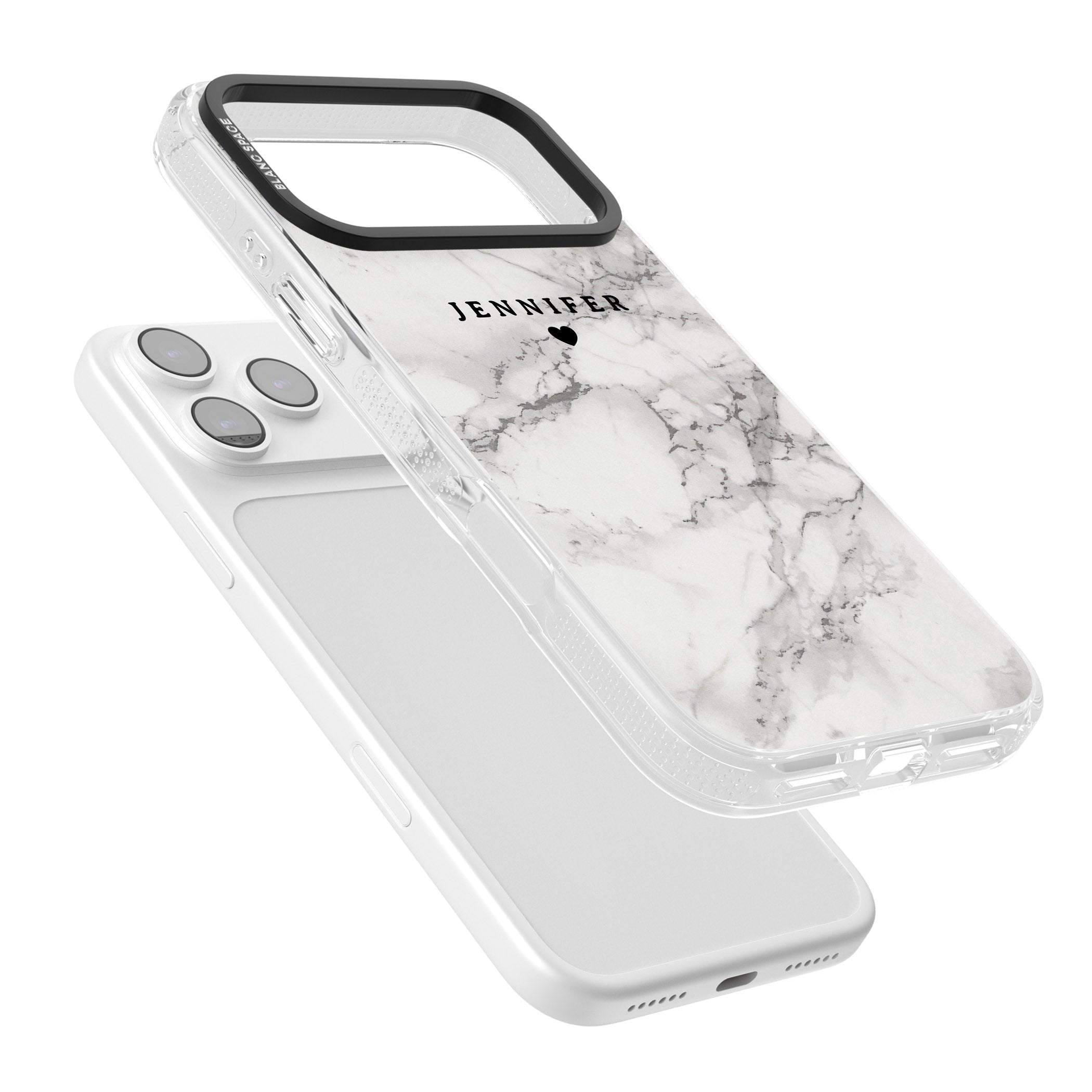 Personalised Classic Grey Marble iPhone 17 Pro Impact Air Clear Phone Case Colours