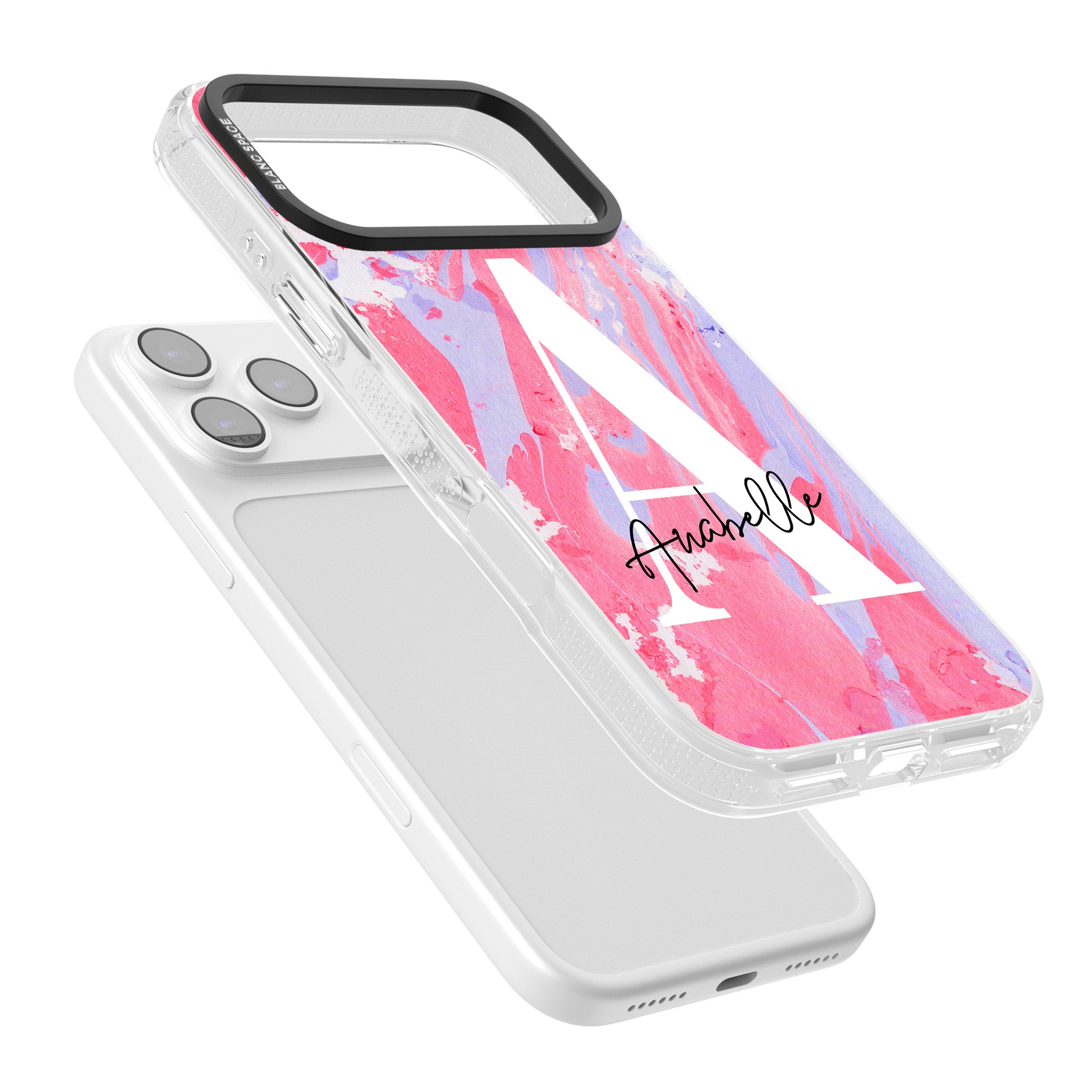 Personalised Pink & Purple Marble iPhone 17 Pro Impact Air Clear Phone Case Colours