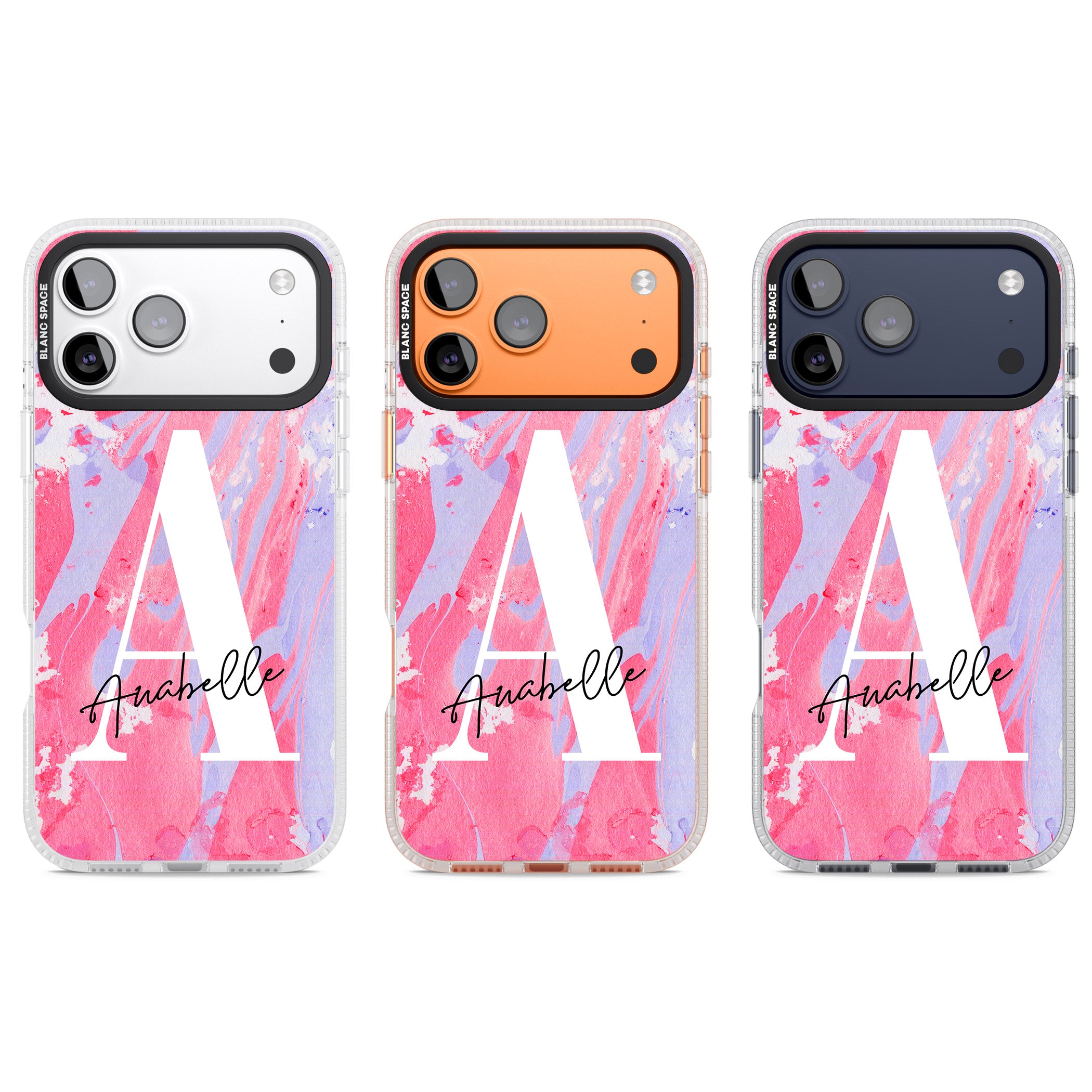 Personalised Pink & Purple Marble iPhone 17 Pro Impact Air Clear Phone Case APT Impact Protection