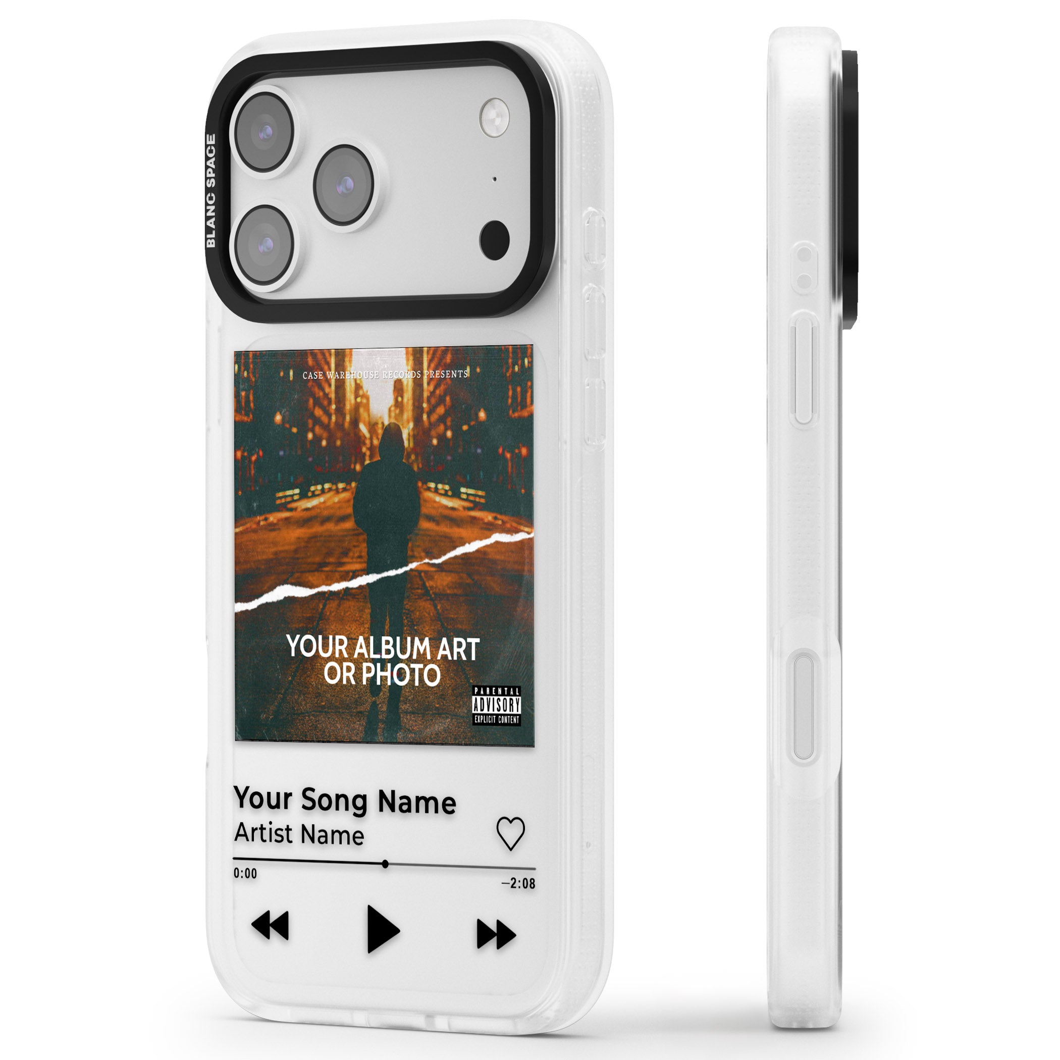 Personalised Album Art iPhone 17 Pro Impact Air Clear Phone Case Side Profile