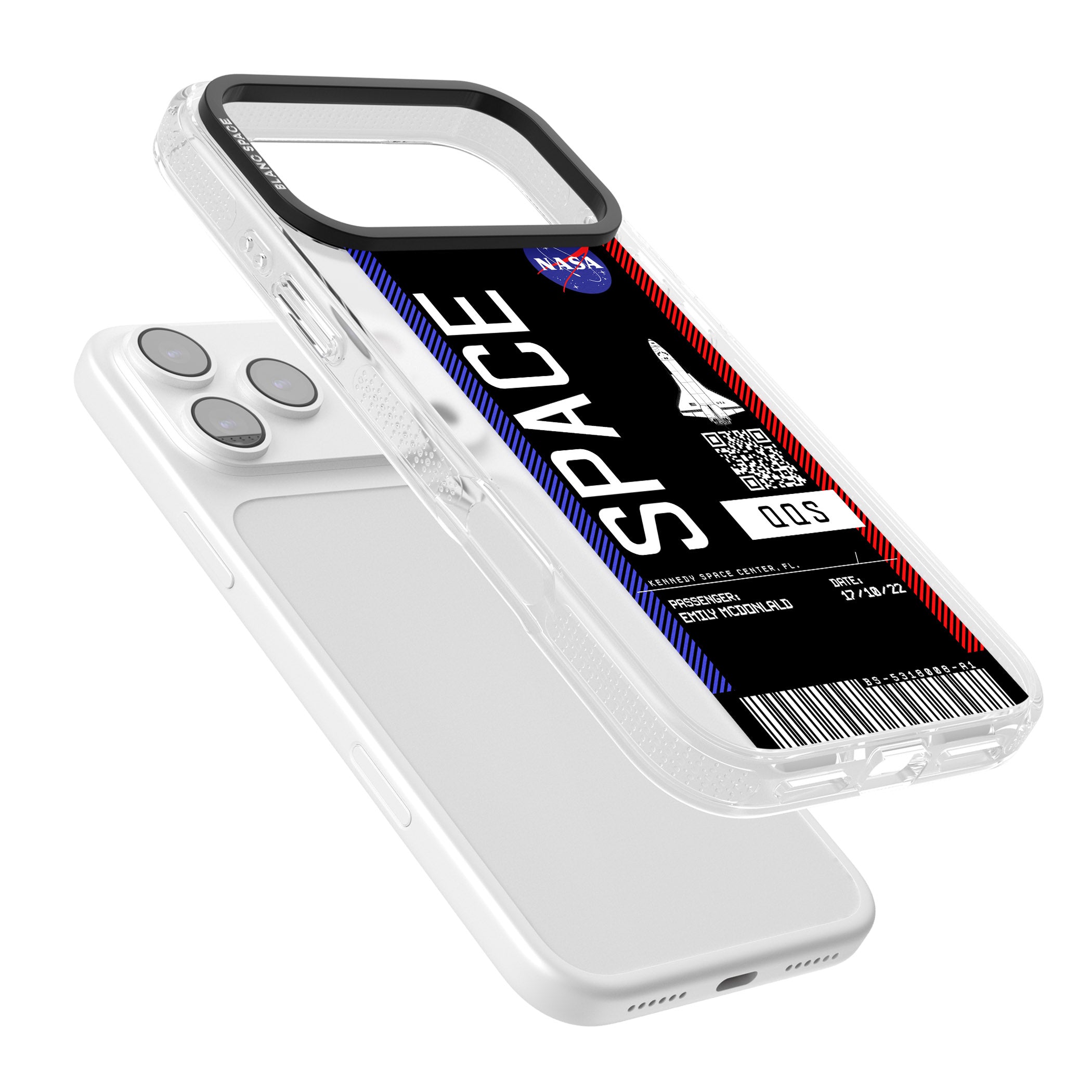 Personalised Nasa Boarding Pass (Dark) iPhone 17 Pro Impact Air Clear Phone Case Colours
