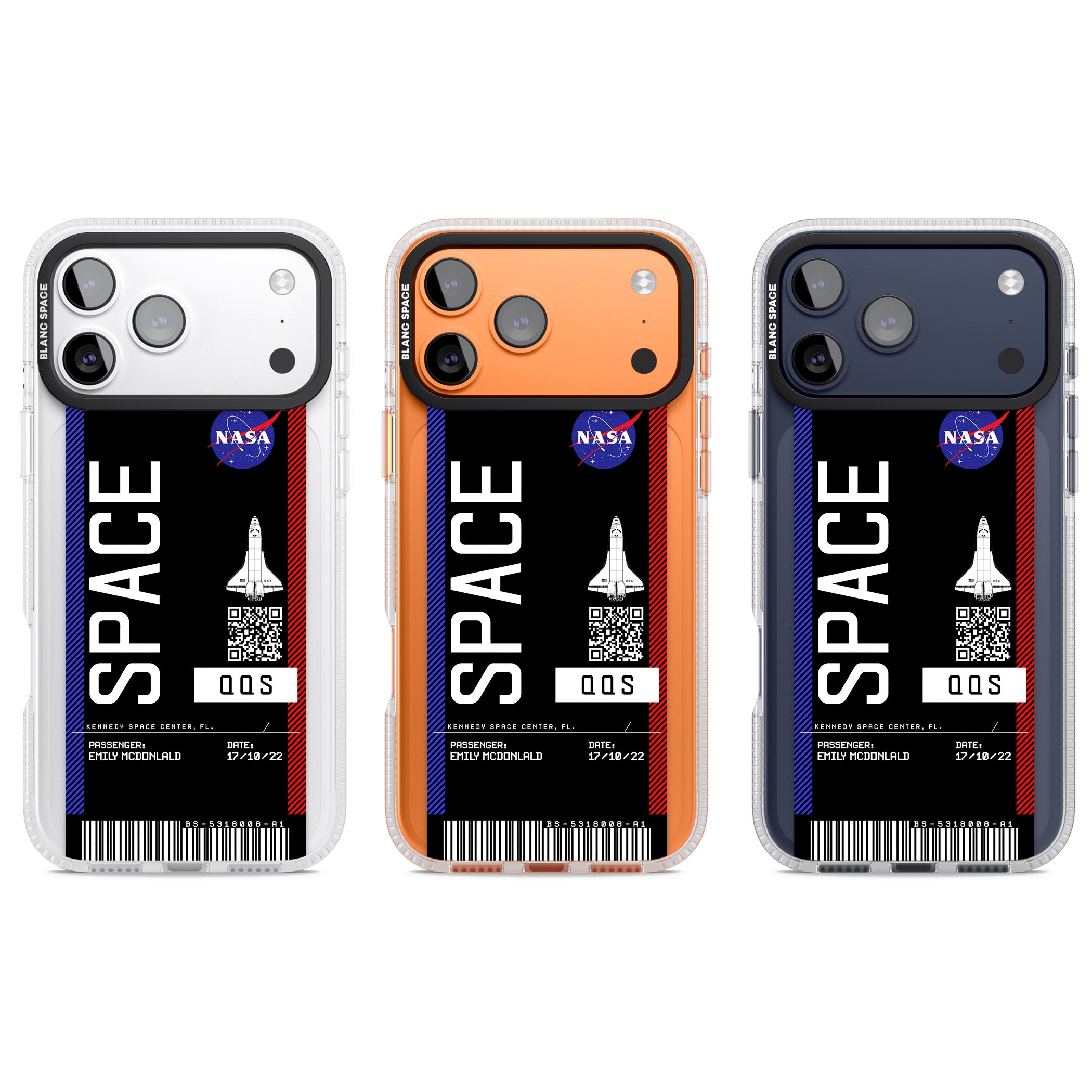 Personalised Nasa Boarding Pass (Dark) iPhone 17 Pro Impact Air Clear Phone Case APT Impact Protection