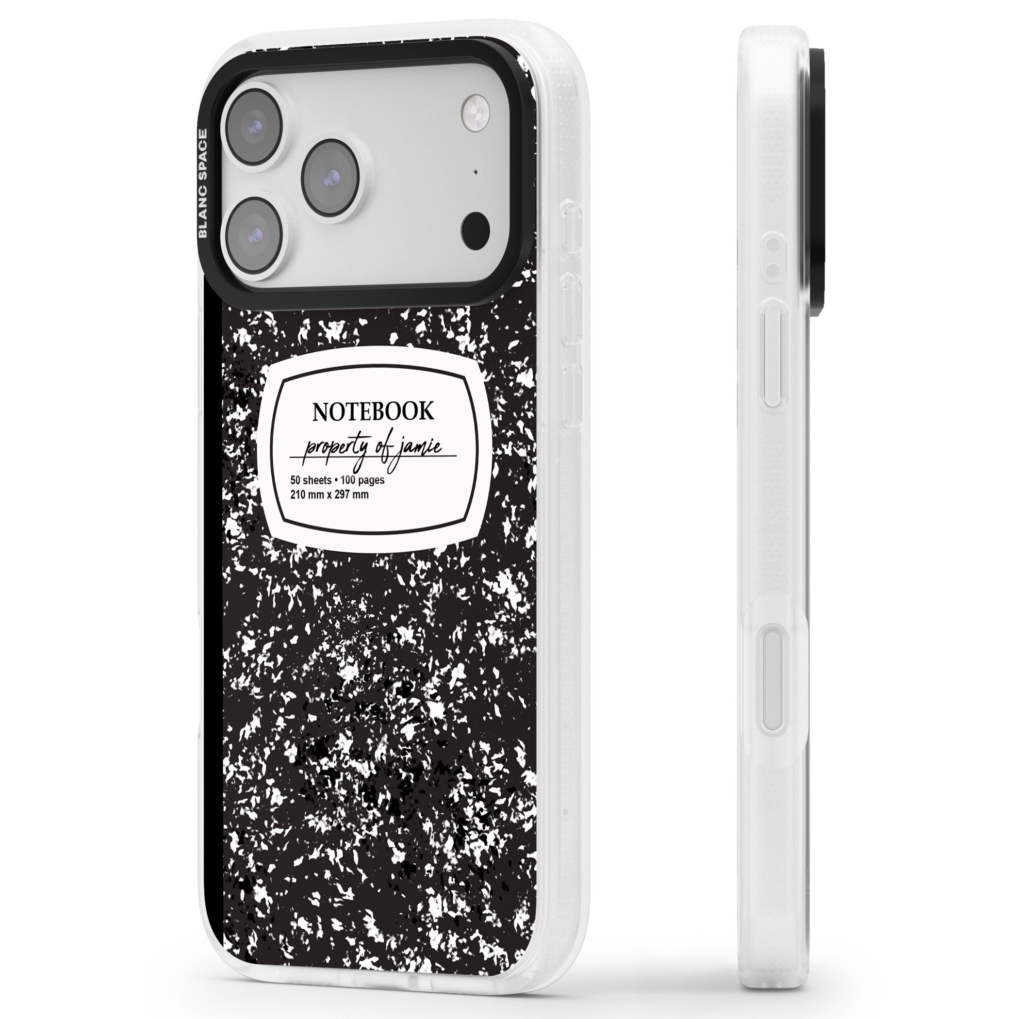 Personalised Classic Composition iPhone 17 Pro Impact Air Clear Phone Case Side Profile