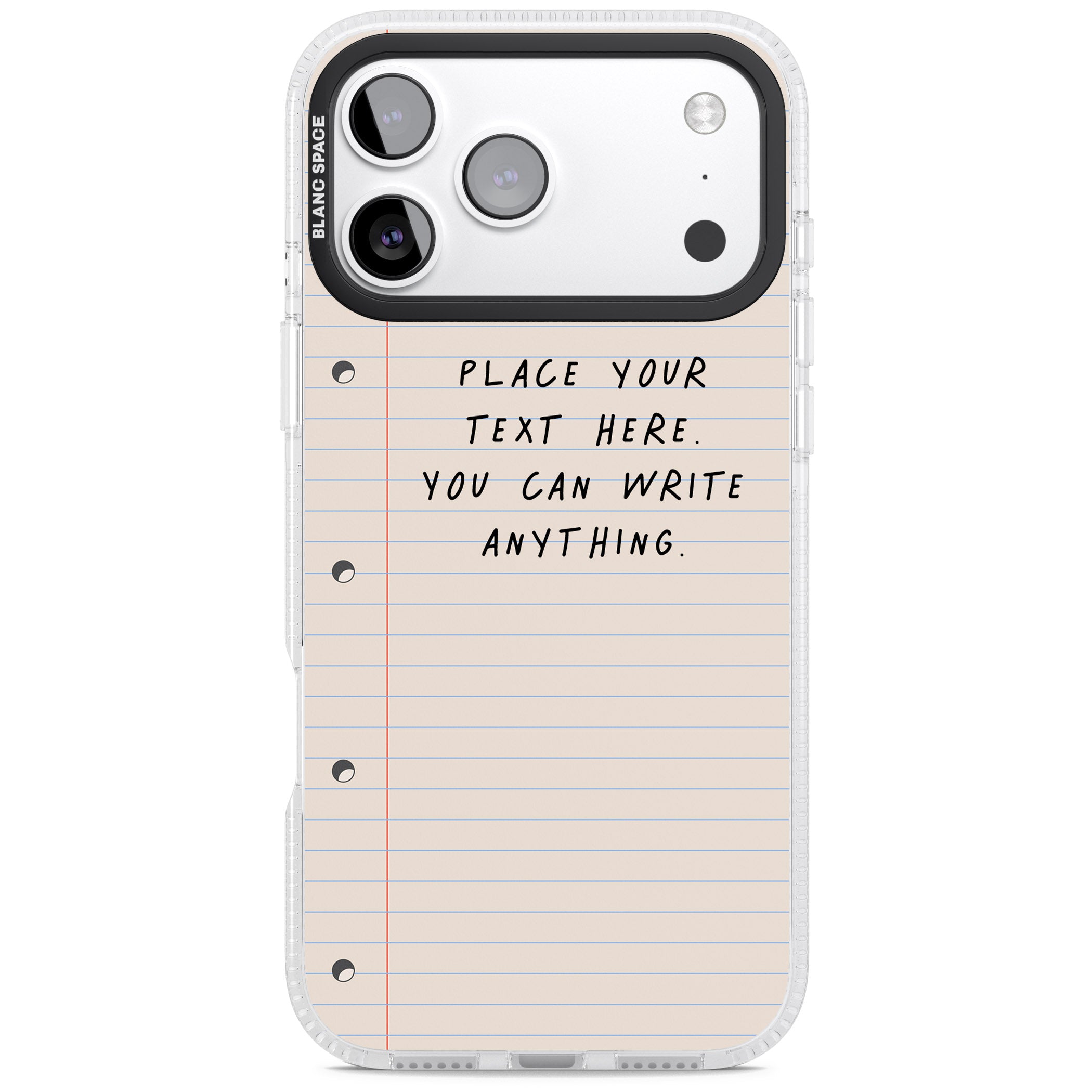 Personalised Lined Paper iPhone 17 Pro Impact Air Clear Phone Case