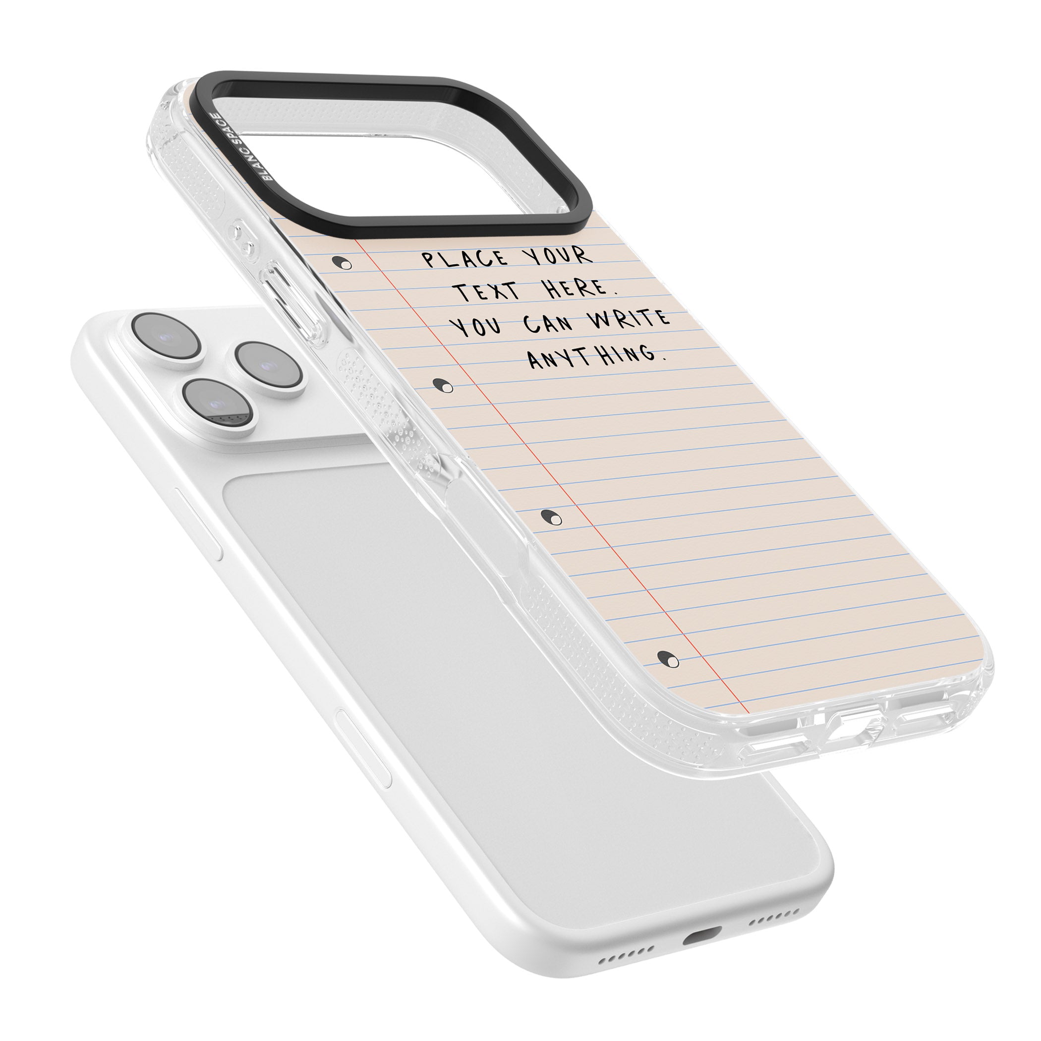 Personalised Lined Paper iPhone 17 Pro Impact Air Clear Phone Case Colours