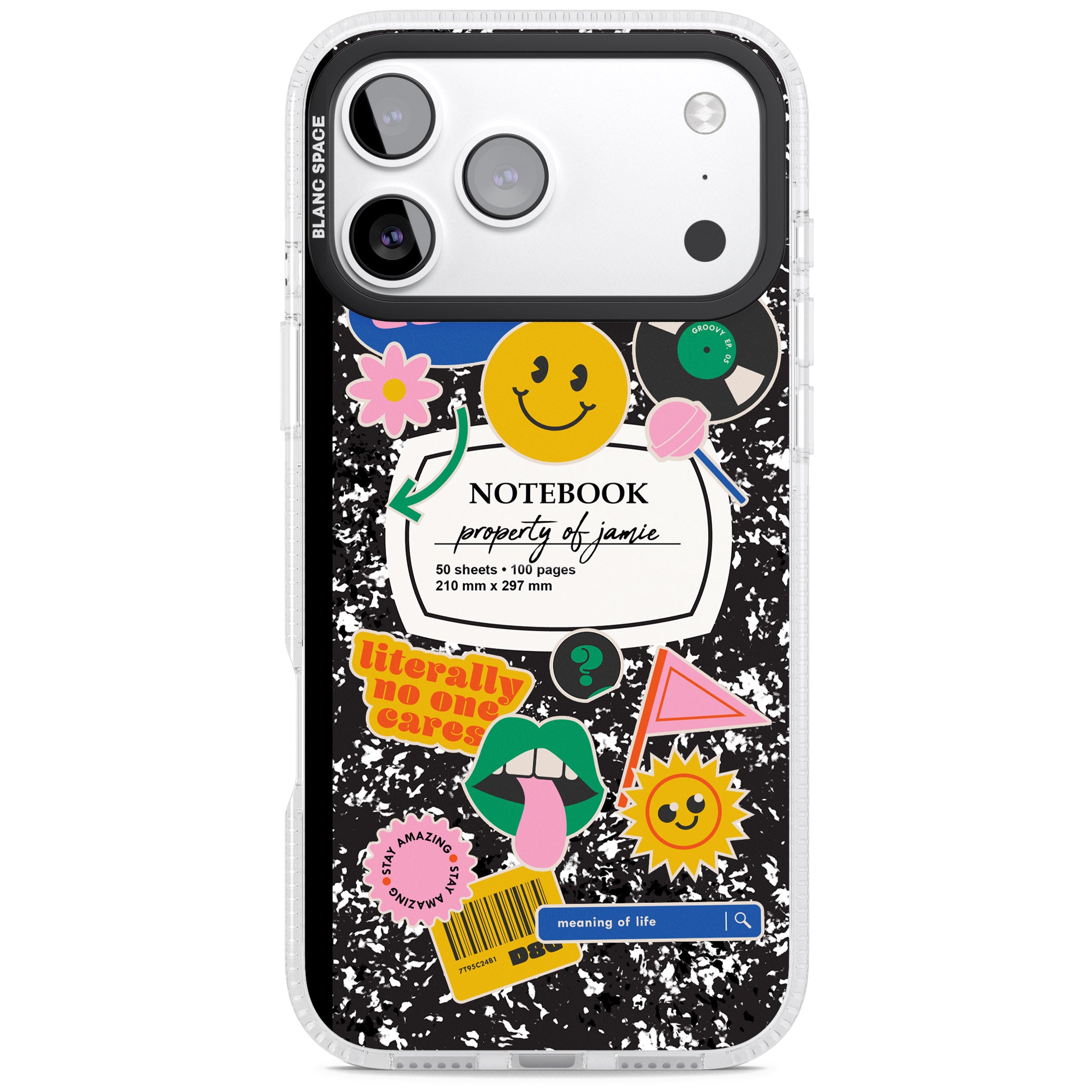 Personalised Quirky Notebook iPhone 17 Pro Impact Air Clear Phone Case