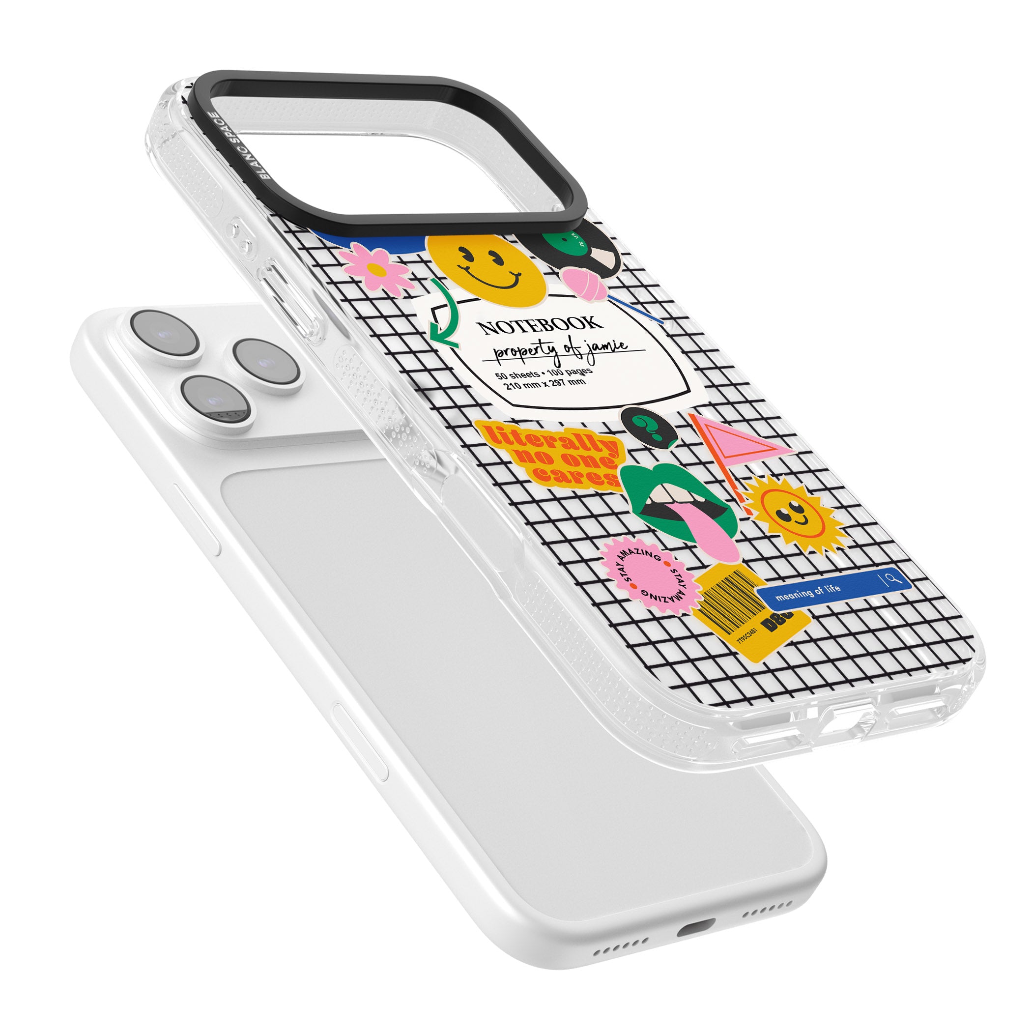 Personalised Sticker Mix Grid iPhone 17 Pro Impact Air Clear Phone Case Colours