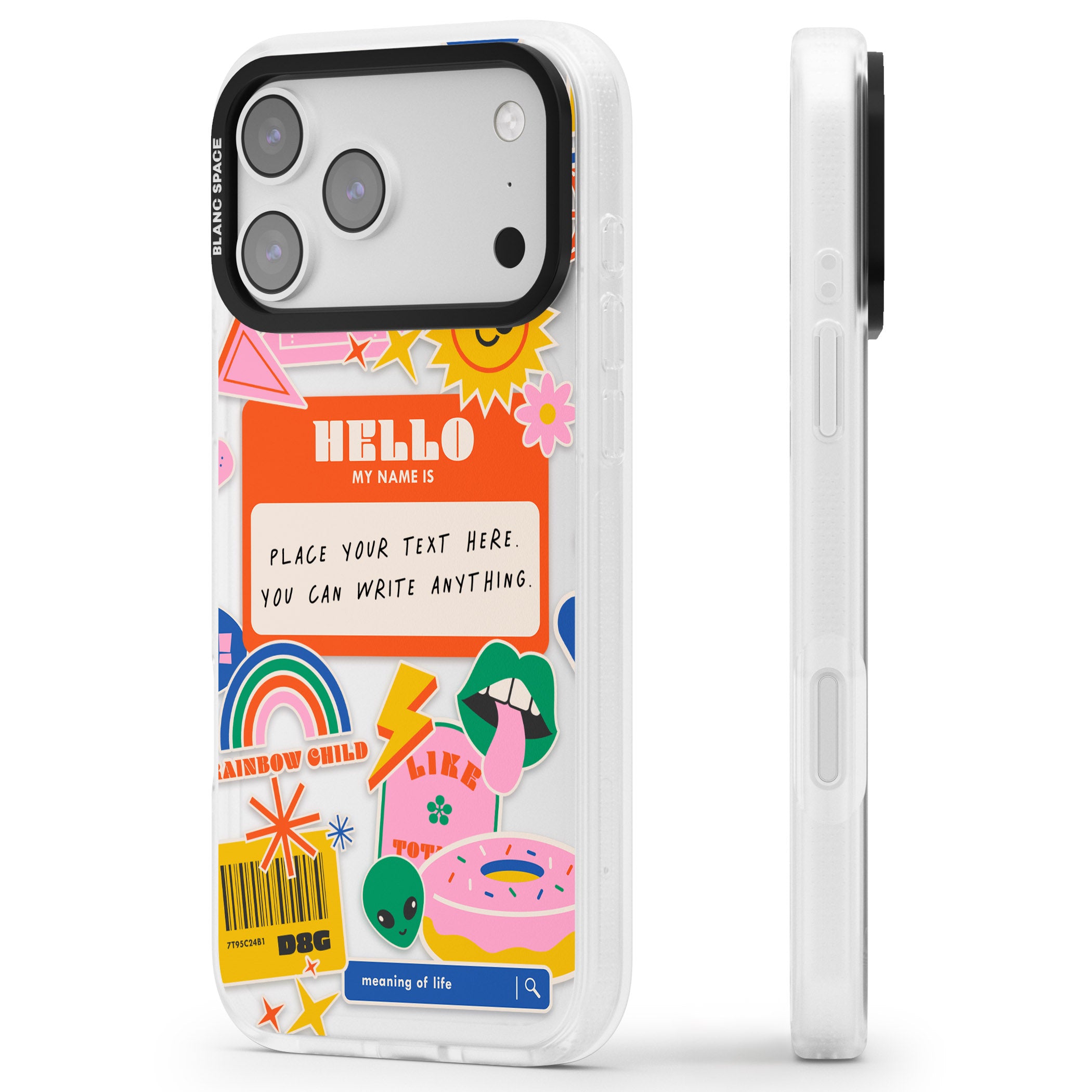 Personalised Retro Vibes Sticker iPhone 17 Pro Impact Air Clear Phone Case Side Profile