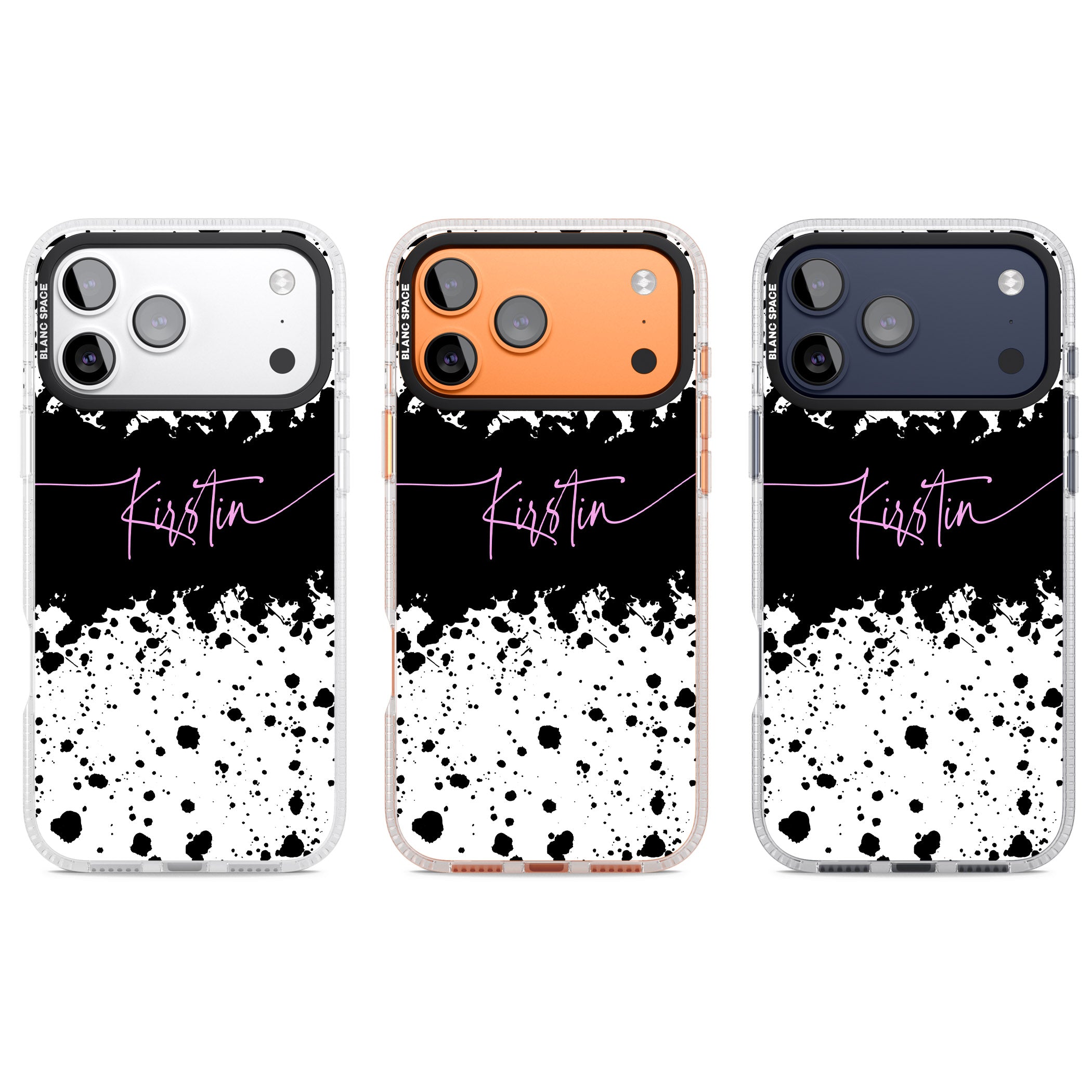 Personalised Bold Paint Splatters iPhone 17 Pro Impact Air Clear Phone Case APT Impact Protection