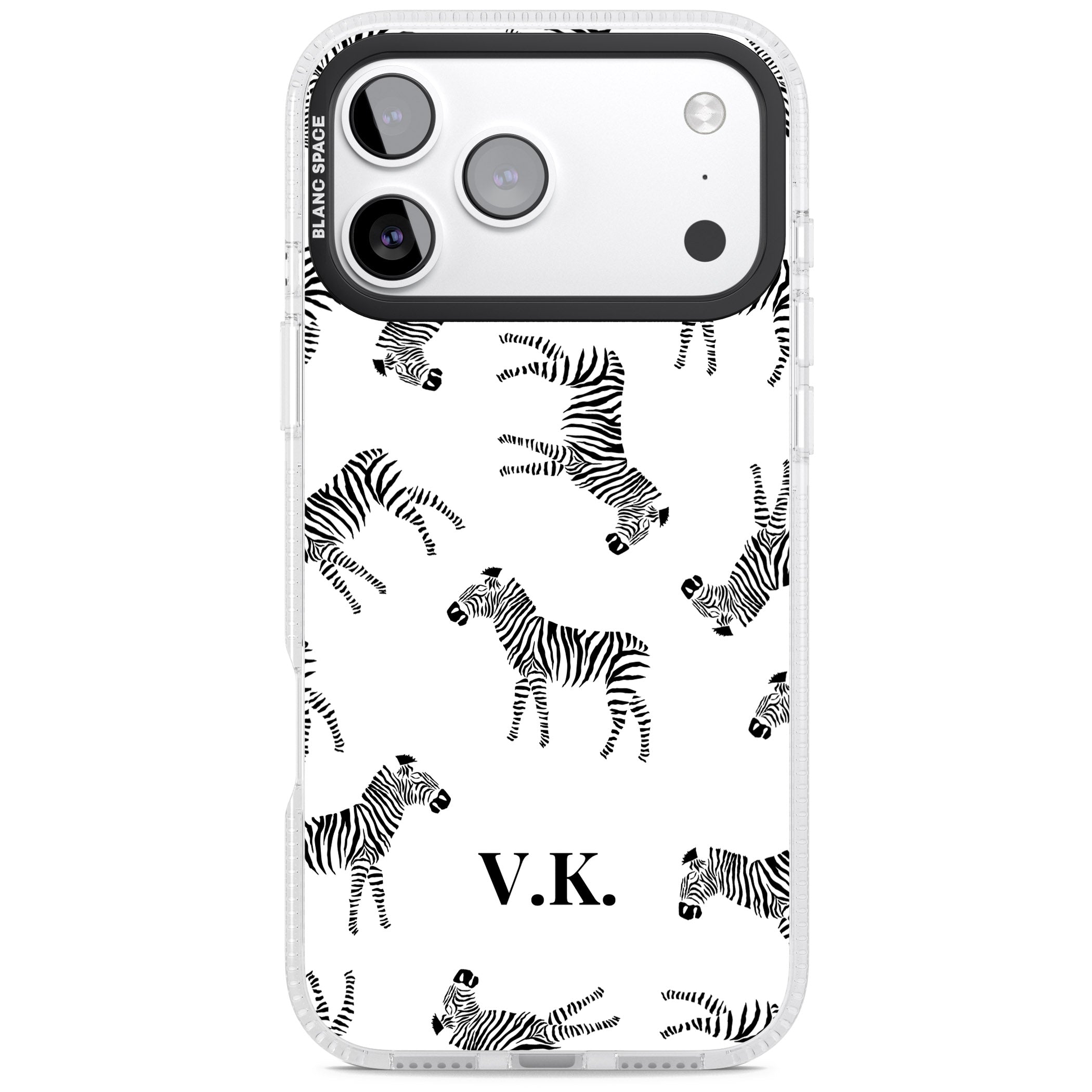 Personalised Zebra Pattern iPhone 17 Pro Impact Air Clear Phone Case