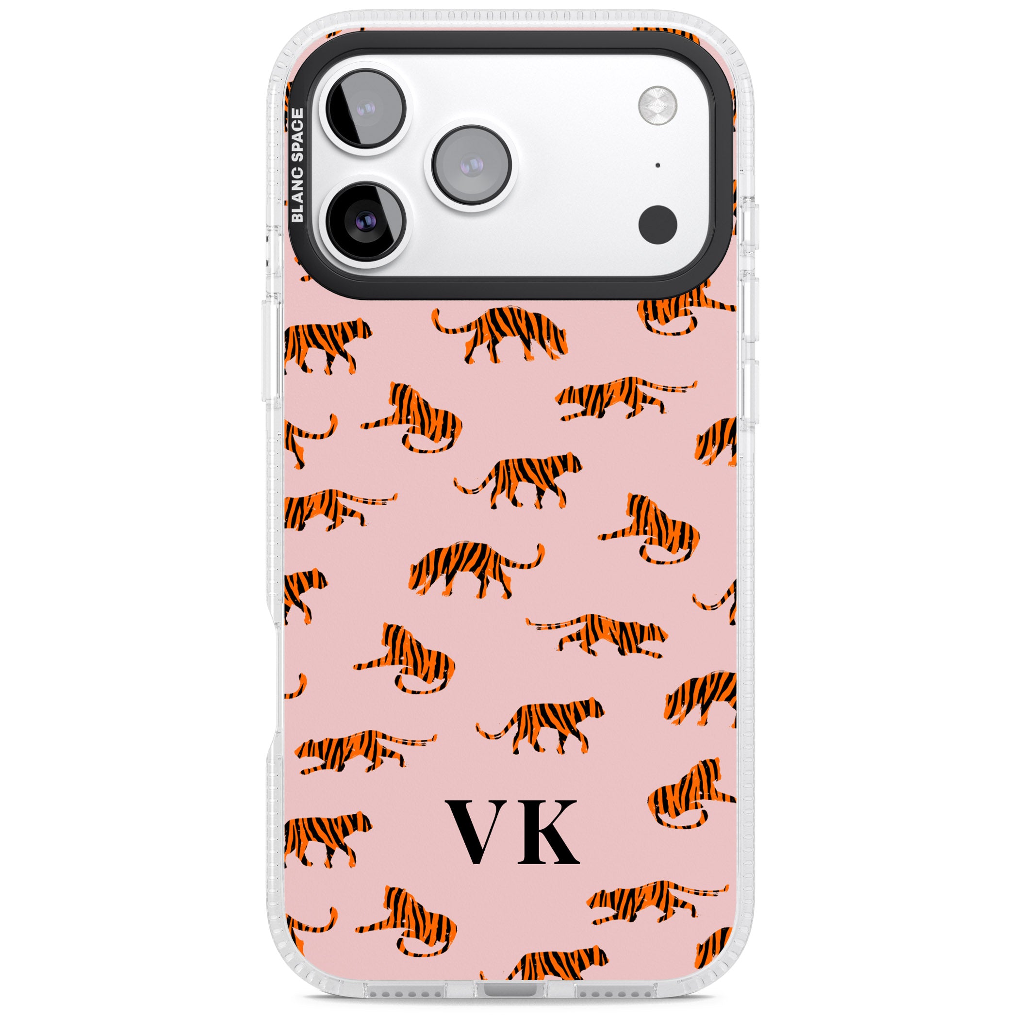 Personalised Pink Safari Tiger Pattern iPhone 17 Pro Impact Air Clear Phone Case