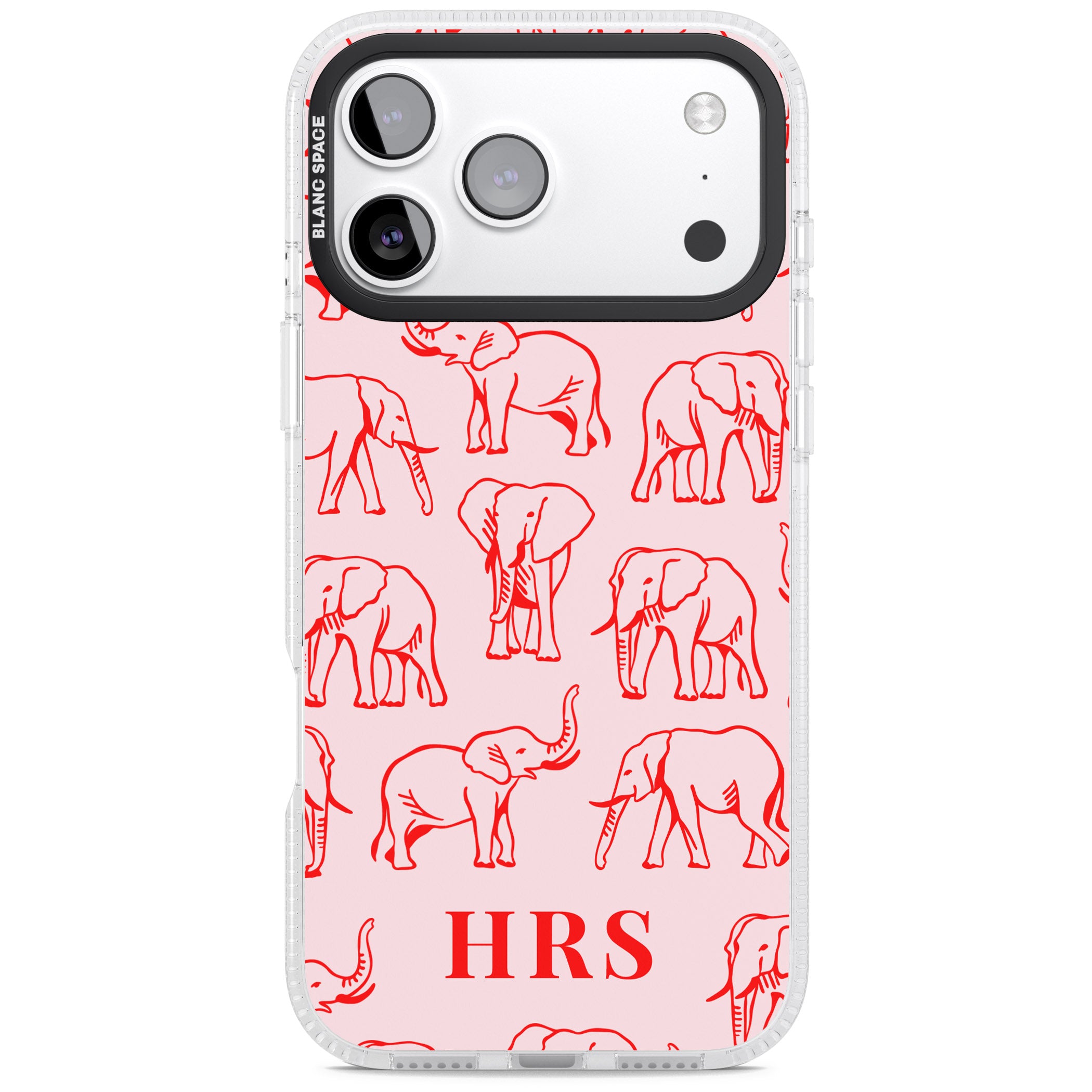 Personalised Red Elephant Outline iPhone 17 Pro Impact Air Clear Phone Case