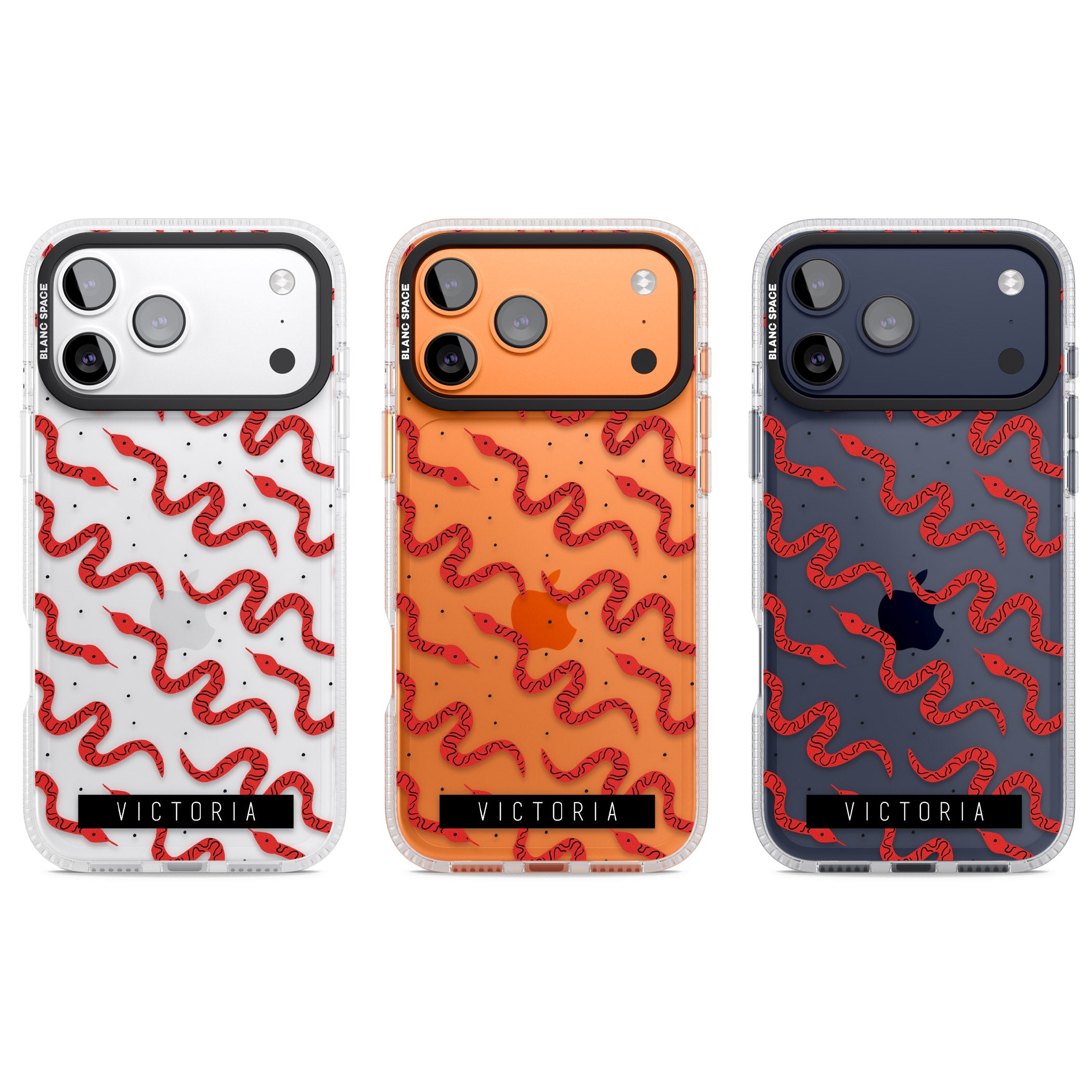 Personalised Red Snake Pattern iPhone 17 Pro Impact Air Clear Phone Case APT Impact Protection