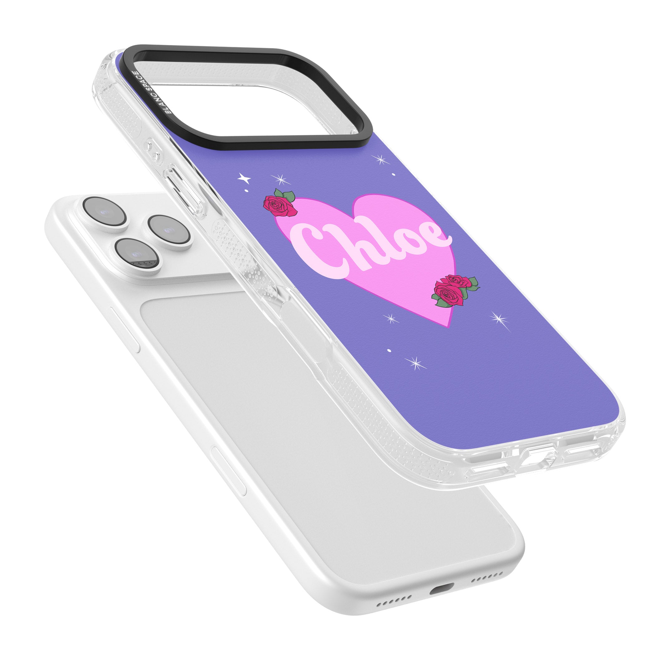 Personalised Glamorous Love Heart iPhone 17 Pro Impact Air Clear Phone Case Colours