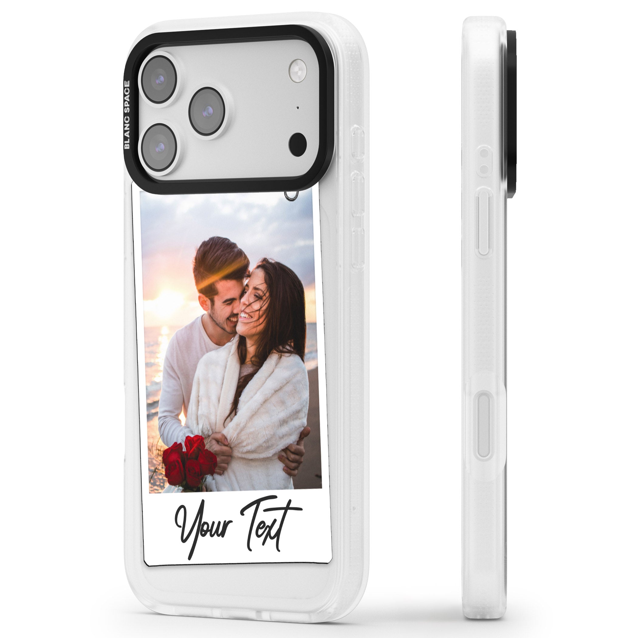 Personalised Instant Camera Photo iPhone 17 Pro Impact Air Clear Phone Case Side Profile