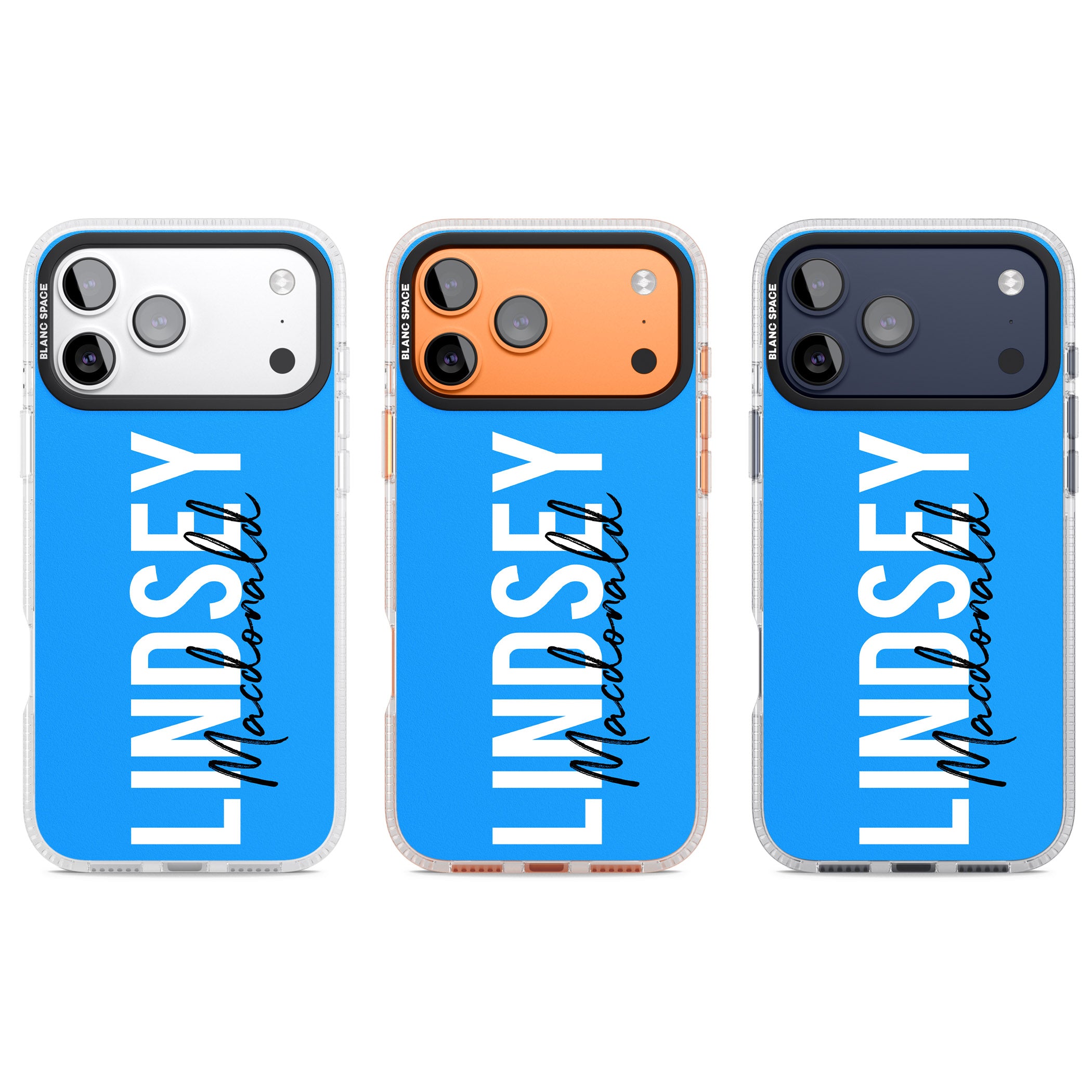 Personalised Bold Name: Blue iPhone 17 Pro Impact Air Clear Phone Case APT Impact Protection